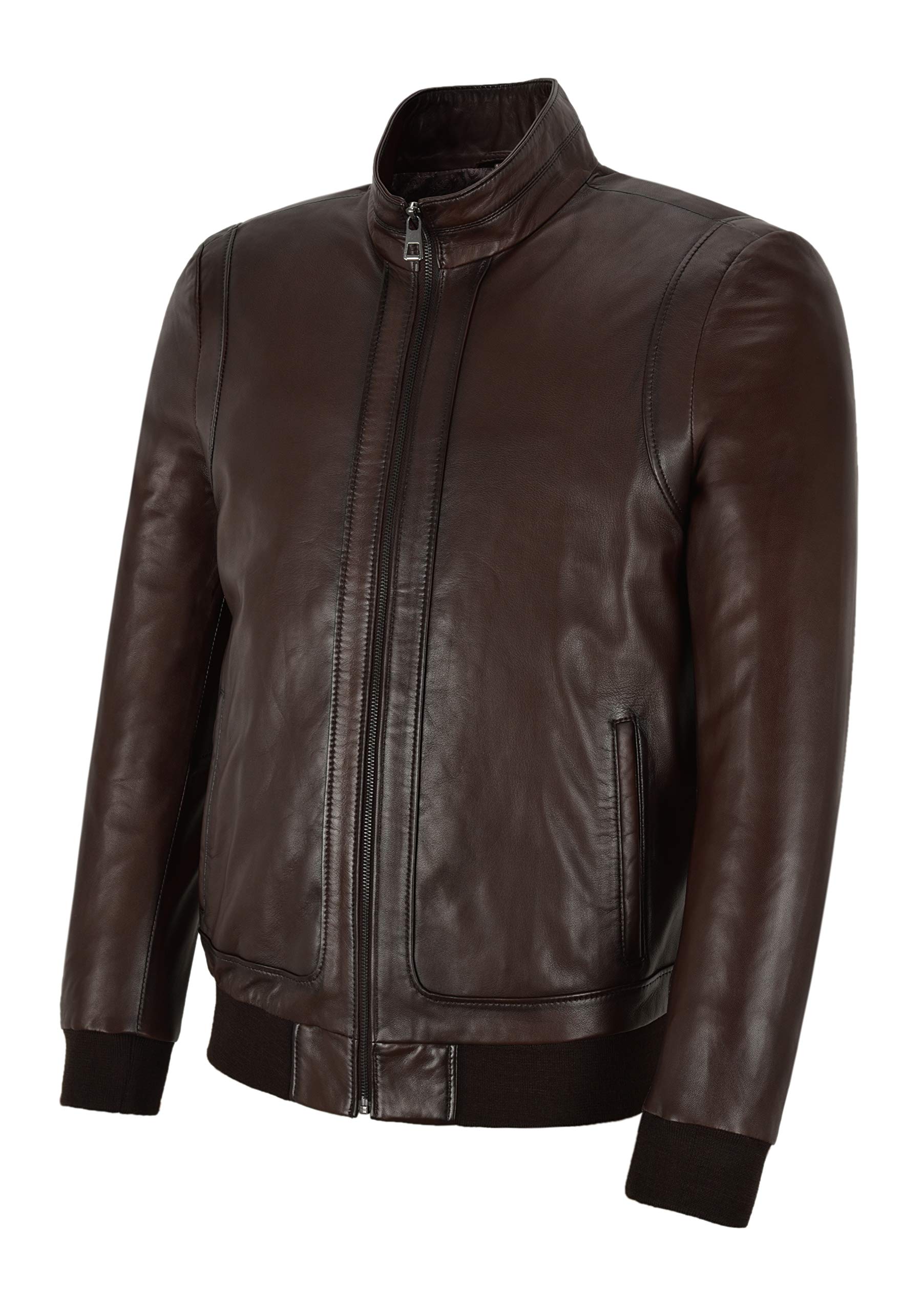 Men's Brown Italian Lambskin Racer Leather Jacket - Semi Veg Tanned Casual Biker Jacket for Men | Perfect for Motorcycle Riding, Night Out & Fashion Statement