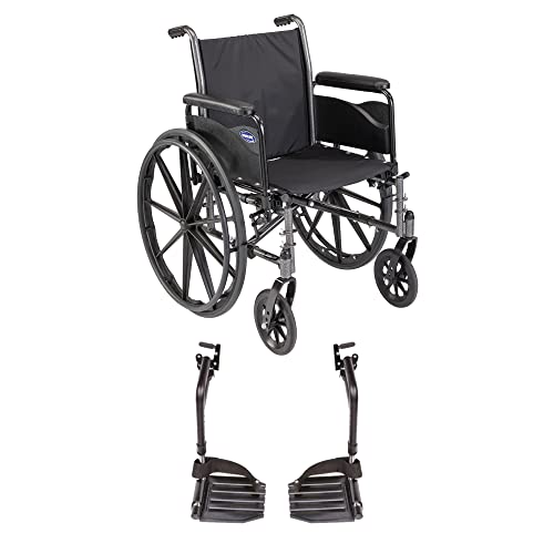 Invacare Tracer SX5 Lightweight Folding Wheelchair for Adults - 18 Inch Seat with Adjustable Footrests & Full-Length Armrests | Portable Mobility Solution for Home, Travel & Daily Use