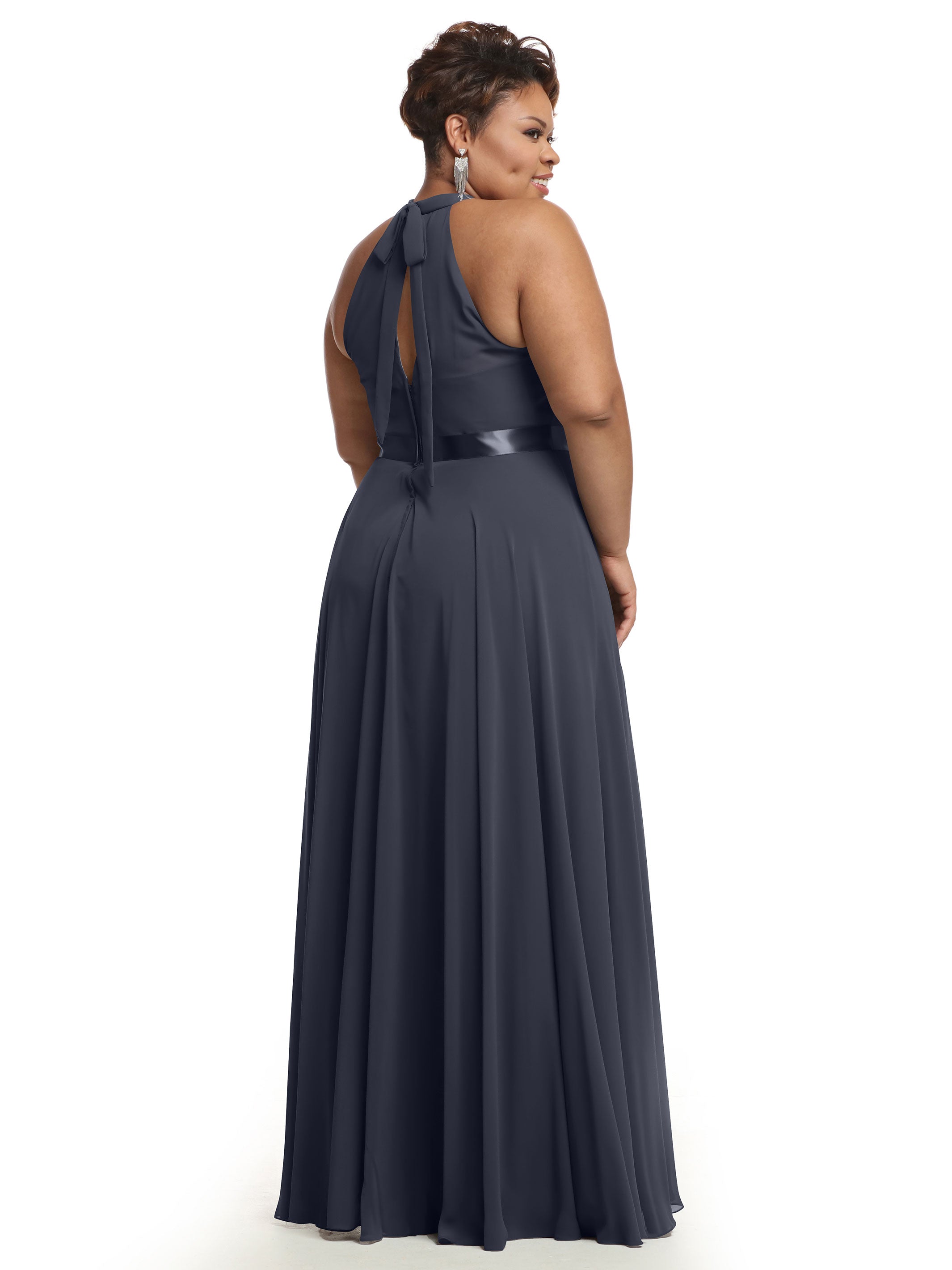 Elegant A-Line Chiffon Bridesmaid Dress with Halter Neckline - Perfect for Weddings, Formal Events & Special Occasions
