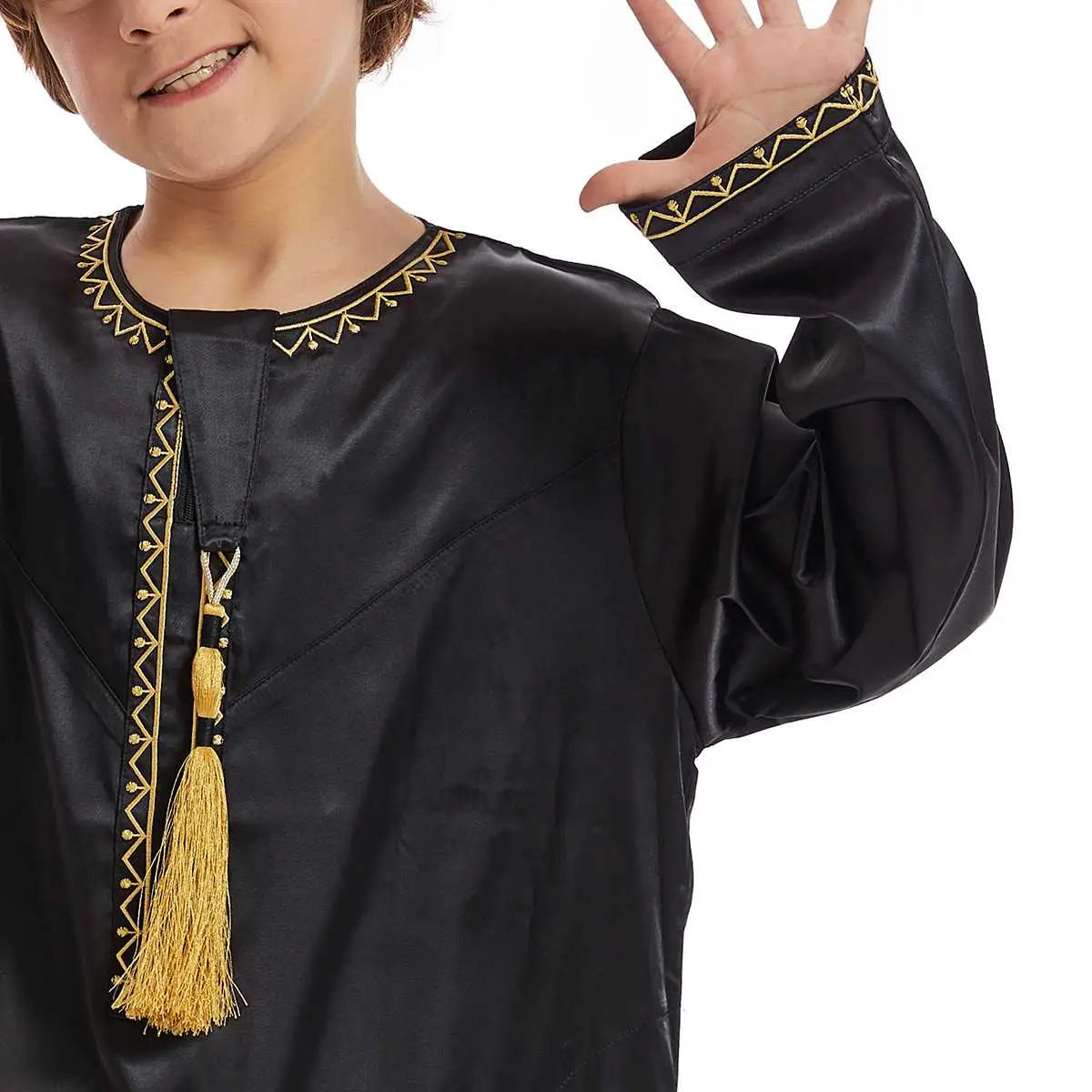 Traditional Middle Eastern Arab Boy Thobe Thawb with Tassel - Islamic Eid & Wedding Outfit for Kids - Perfect for Special Occasions & Cultural Events