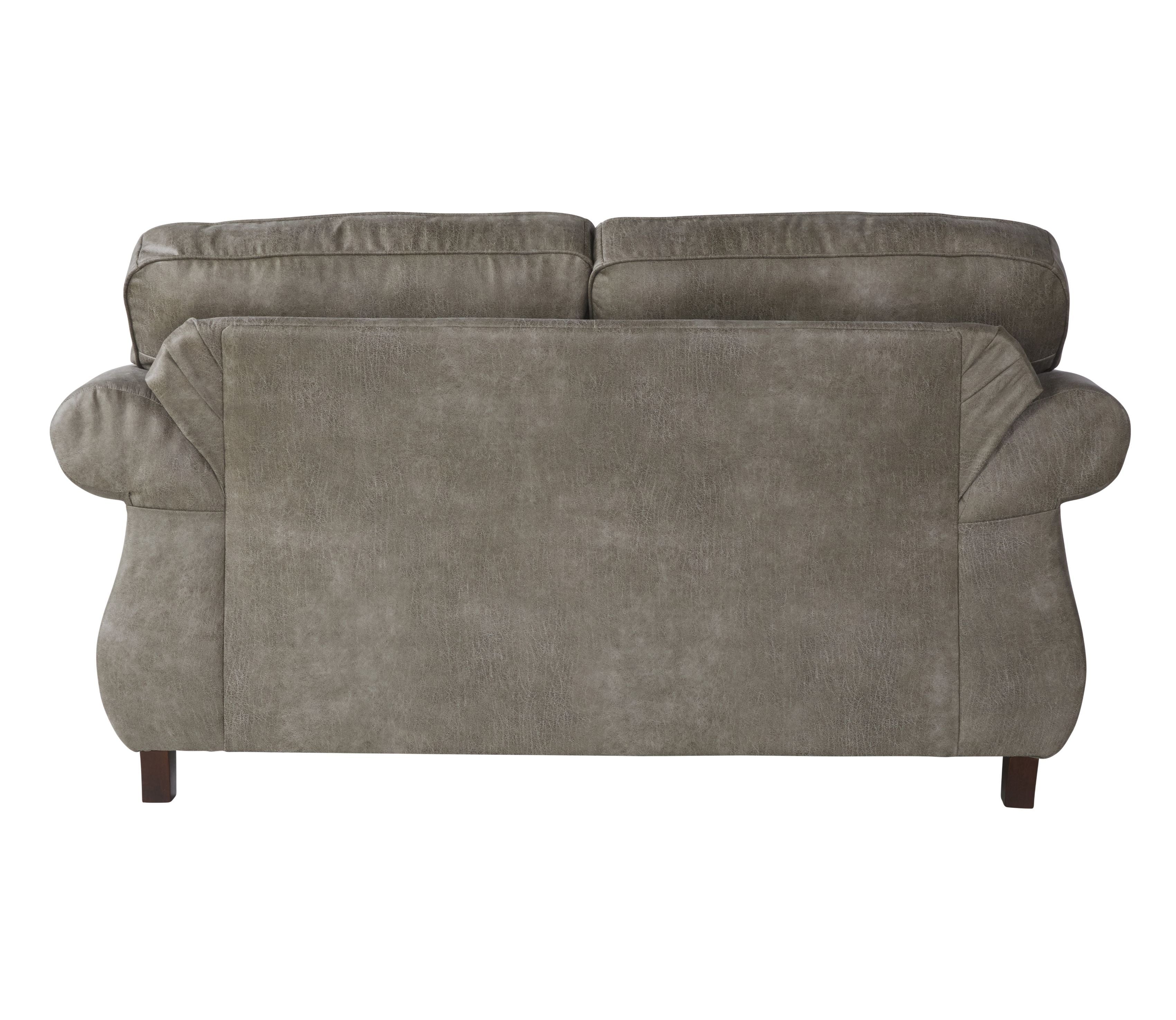 Leinster Faux Leather Loveseat with Nailhead Trim - Stone Gray Sofa for Living Room, Small Space & Apartment Decor