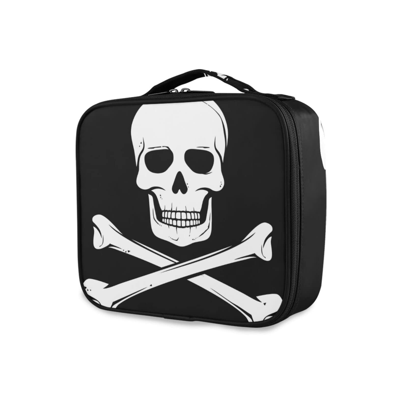 **Pirate Flag Travel Makeup Bag – Waterproof Cosmetic Organizer with Adjustable Dividers, Portable Storage Case for Women & Girls – Perfect for Vacations, Cruises & Themed Parties**