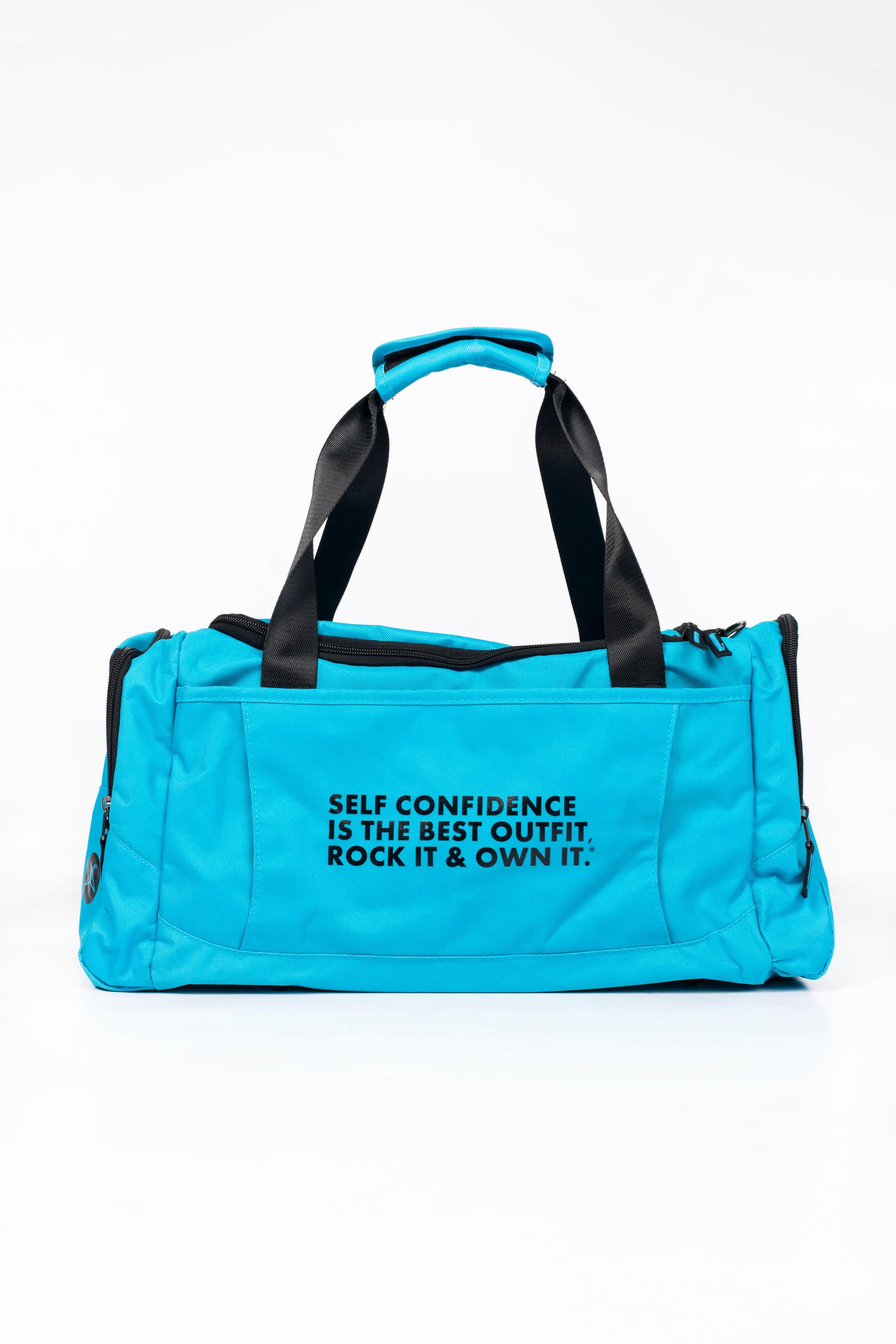 Premium Signature Duffle Bag - Water-Resistant Travel Duffel with Multiple Pockets - Bright Cerulean Blue for Gym, Weekend Trips & Outdoor Adventures