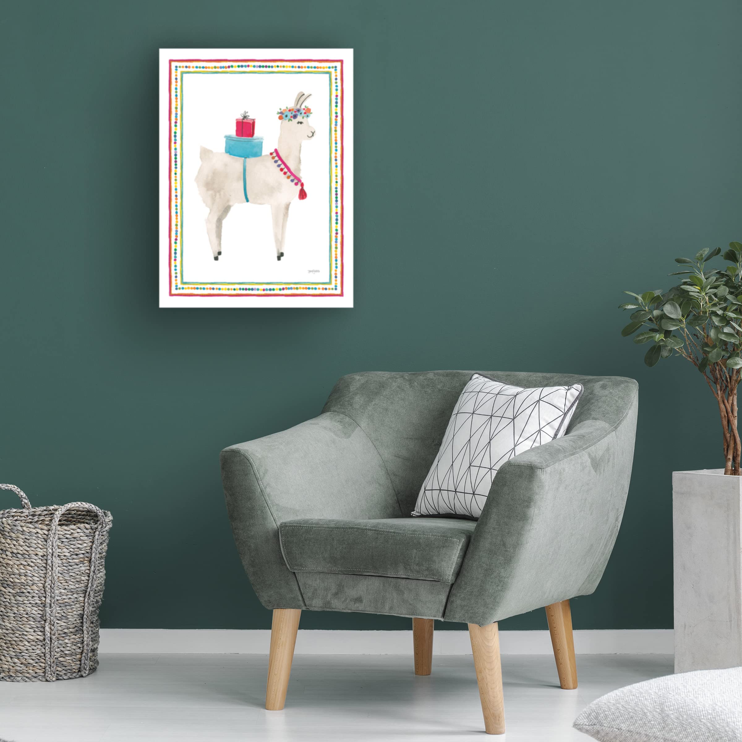 Trademark Fine Art 'La La Llama III' Canvas Wall Art by Jenaya Jackson - Vibrant Animal Print for Living Room, Nursery & Office Decor