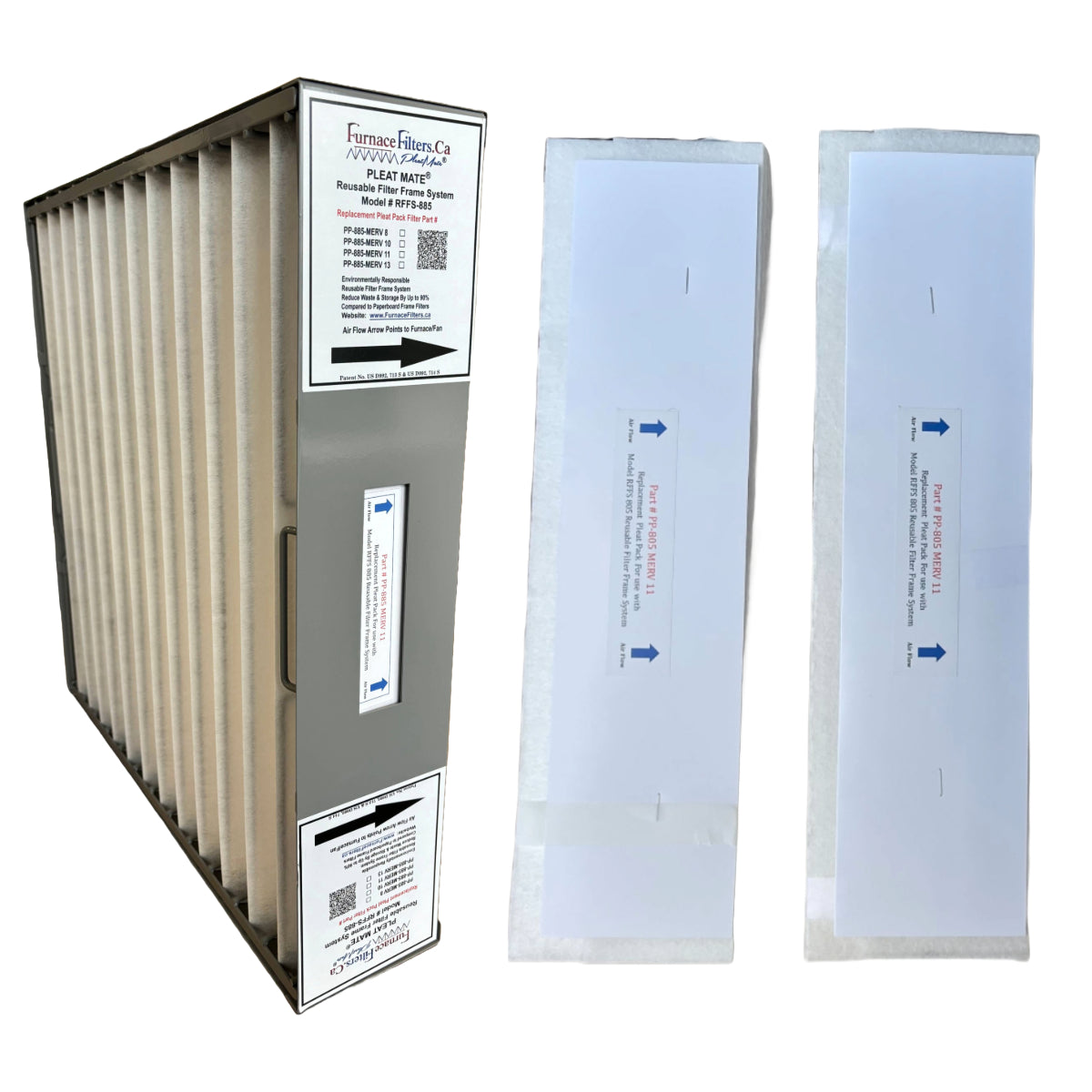 Clean Comfort AMP 11 2020 45 Reusable Air Filter Frame Kit - 20x20x4.5 MERV 11 with Lifetime Frame (Model RFFS 885) & 3 Replacement Filters (Part PP 885) | Perfect for HVAC Systems, Furnaces, and Air Purifiers | Made by FurnaceFilters.Ca