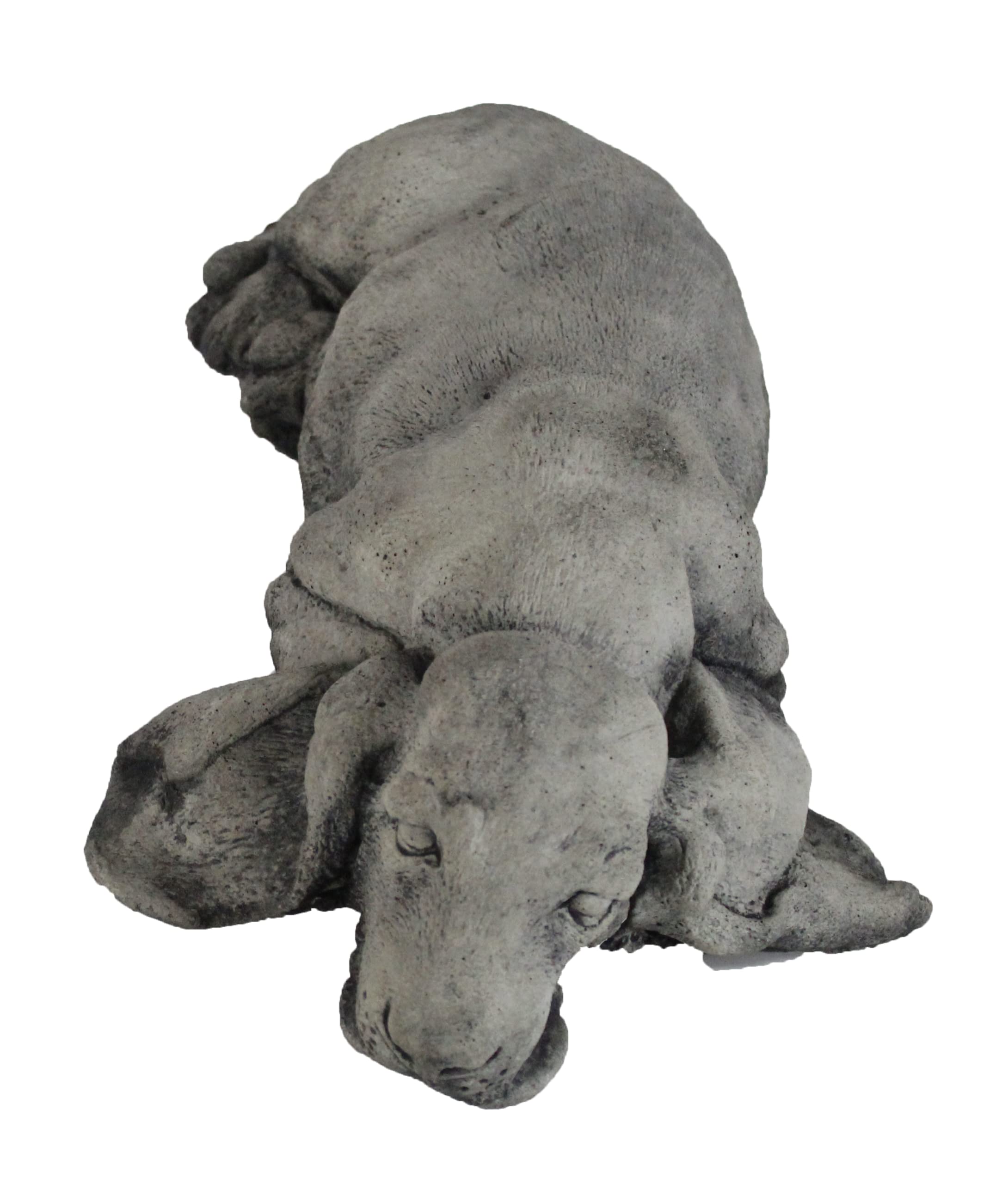 Laying Basset Hound Concrete Statue - Outdoor Garden Decor for Lawn, Patio, and Yard - Durable Dog Sculpture for Home & Landscape Decoration