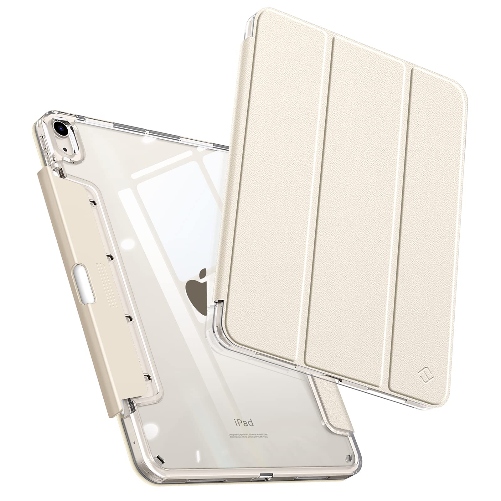 Fintie Clear Protective Case for iPad Air 11-inch (M3 2025/M2 2024) & 10.9-inch (5th/4th Gen) - Slim Transparent Back Cover with Built-in Apple Pencil Holder - Perfect for Work, School & Travel - Starlight Color
