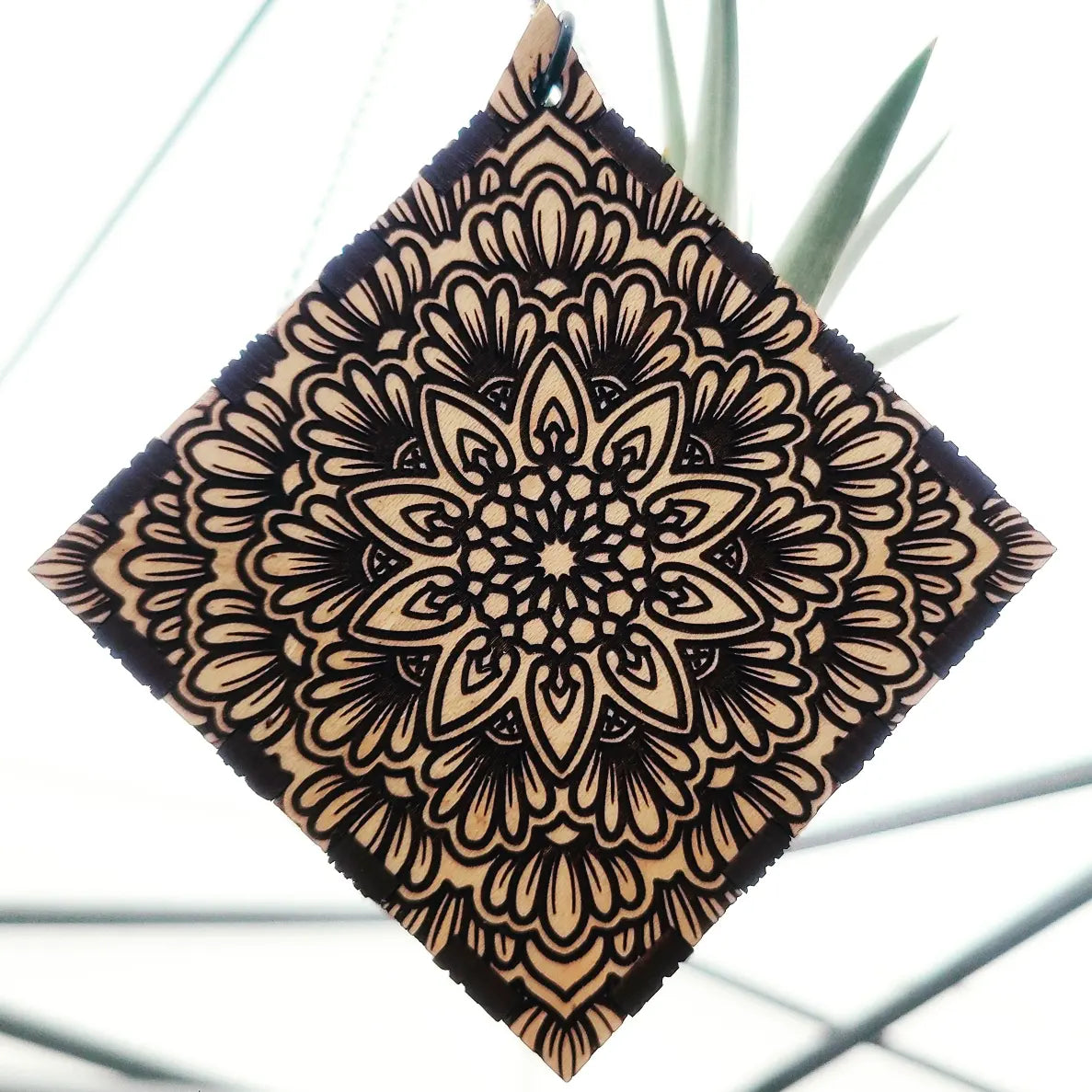 Hemicube Free Hanging Planter - Air Plant Holder | Handmade Wooden Home Decor for Plant Lovers | Unique Wall Display for Living Rooms, Offices & Gifts | Modern Boho Indoor Gardening Decor