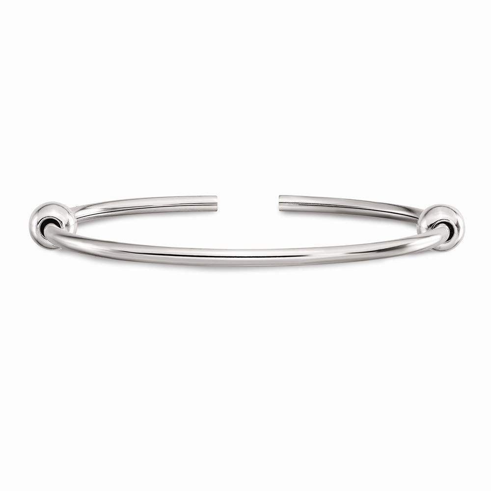925 Sterling Silver Polished Bangle Bracelet with 2 Stopper Beads - Elegant Jewelry for Women, Perfect for Parties, Weddings & Everyday Wear