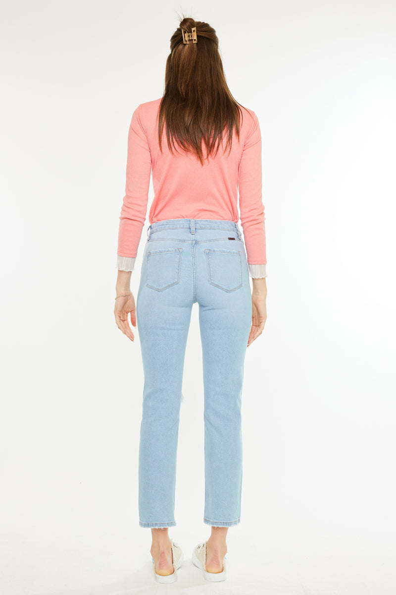 Norrine High Rise Slim Straight Leg Jeans for Women - Stretchy Denim Pants with Comfortable Fit - Perfect for Work, Casual Outfits & Everyday Wear