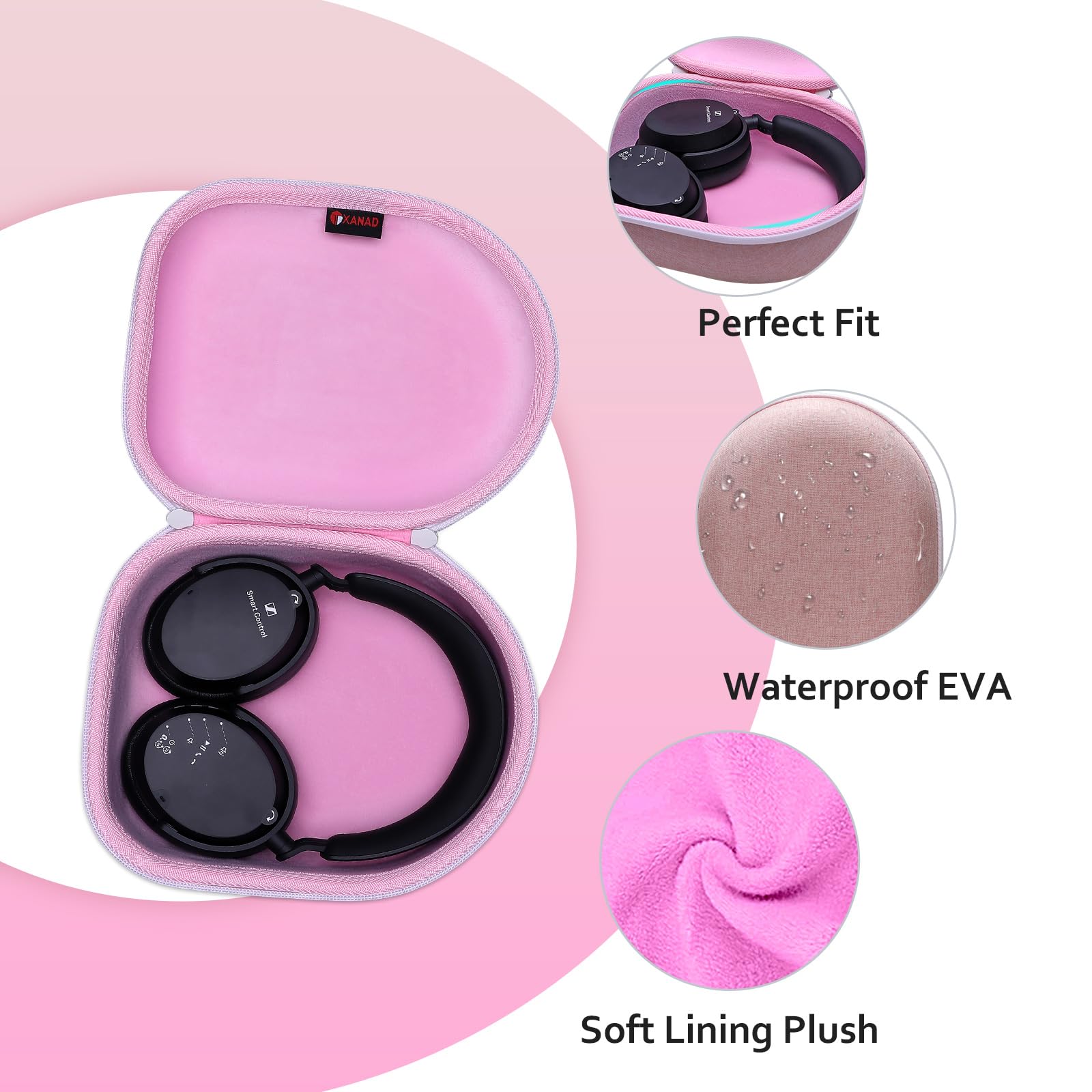Premium Headphone Case for JBL, Beats, Sony, Bose & More - Shockproof Travel Storage Bag for Wireless Earbuds & Headphones (Pink) - Perfect for Gym, Travel & Daily Commute