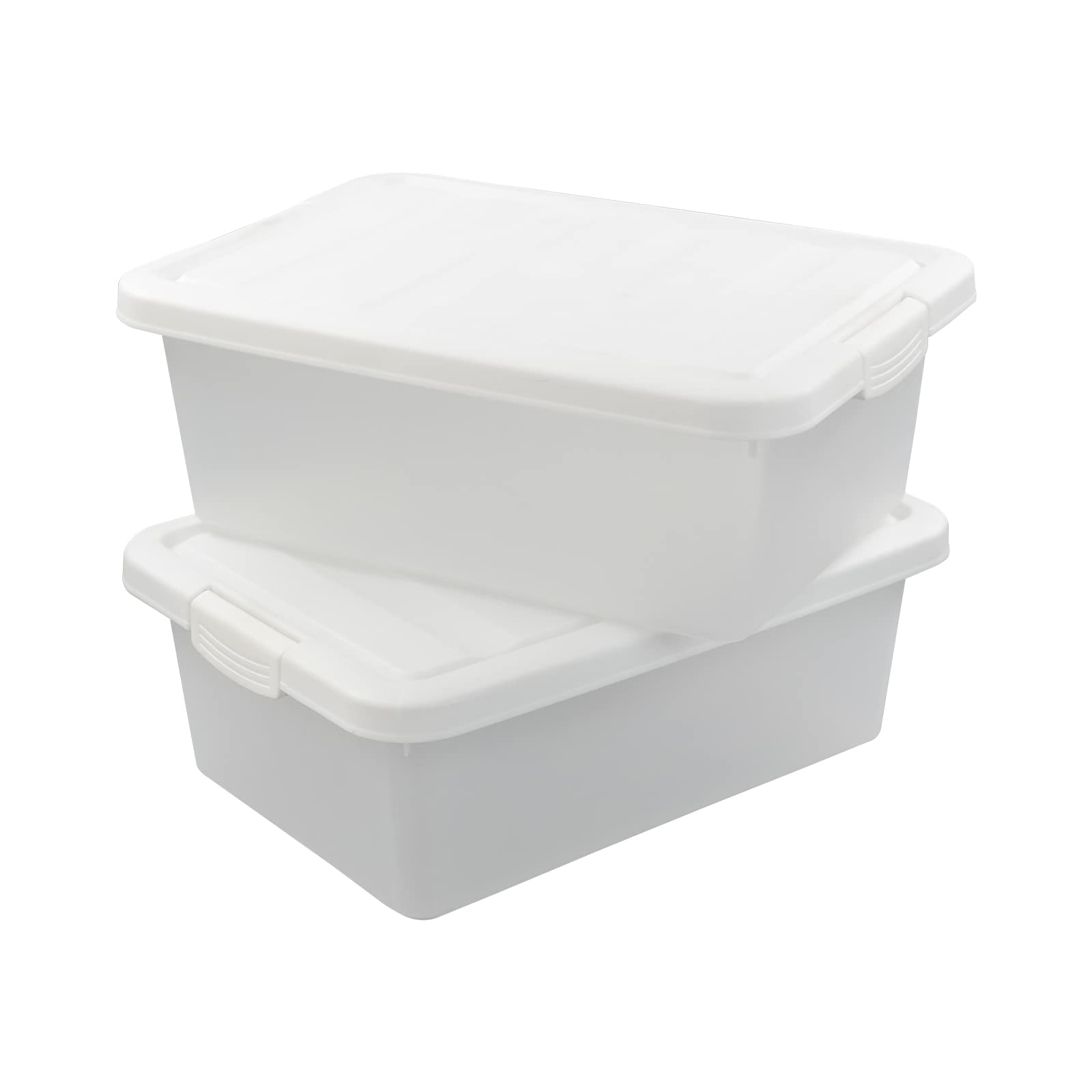 14 Quart Clear Plastic Storage Box with White Lids - 2 Pack Underbed Organizer for Clothes, Shoes & Seasonal Items - Space Saving Home Organization Solution