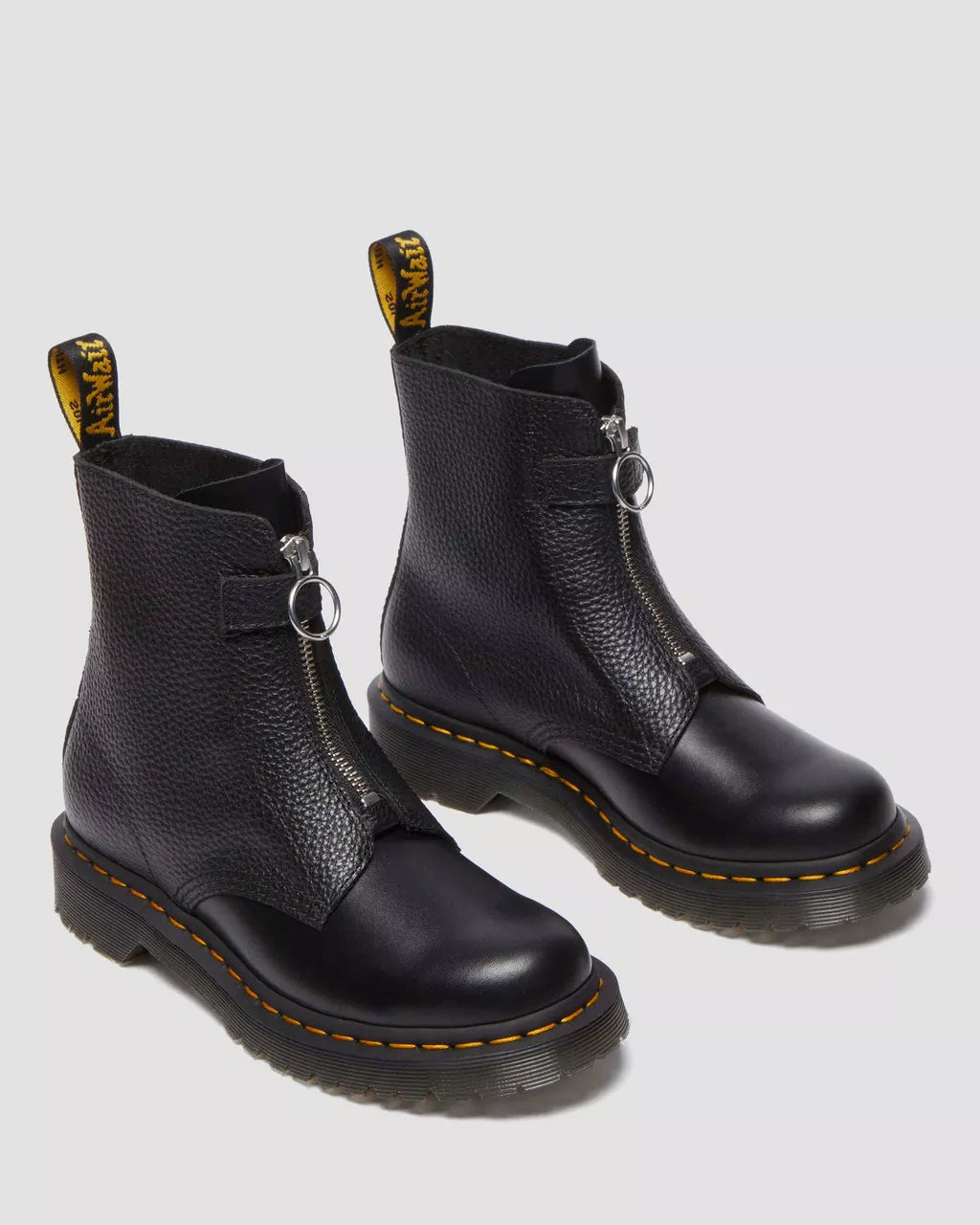 Dr. Martens 1460 Pascal Front Zipper Boots - Classic Black Leather Ankle Boots for Men & Women | Perfect for Casual Wear, Work & Outdoor Activities