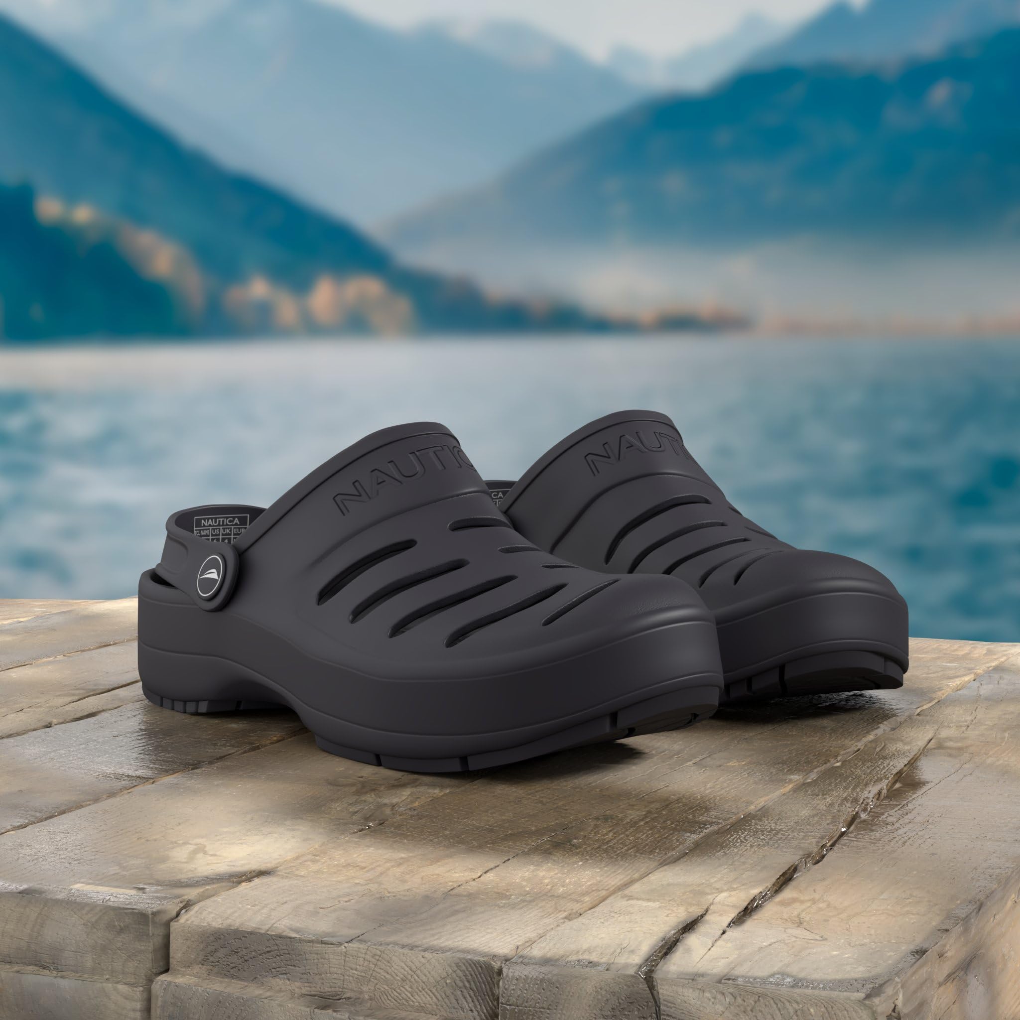 Nautica Men's Comfortable Slip-On Clogs - Adjustable Back Strap Athletic Sandals for Walking & Water Sports - Lightweight Breathable Outdoor Shoes for Beach, Pool & Casual Wear