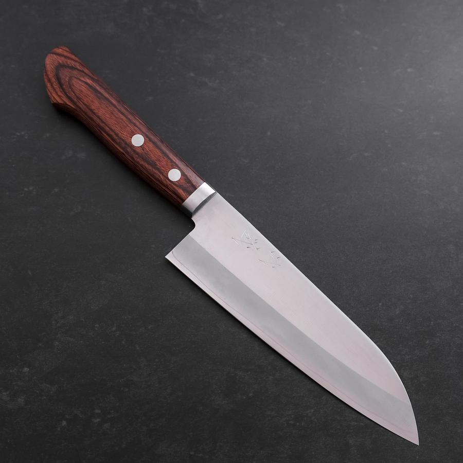 Premium Santoku Knife 165mm - VG-1 Stainless Steel Blade with Polished Western Mahogany Handle - Perfect for Slicing, Dicing & Chopping Vegetables, Meat & Fish - Professional Japanese Kitchen Knife for Home Chefs & Cooking Enthusiasts
