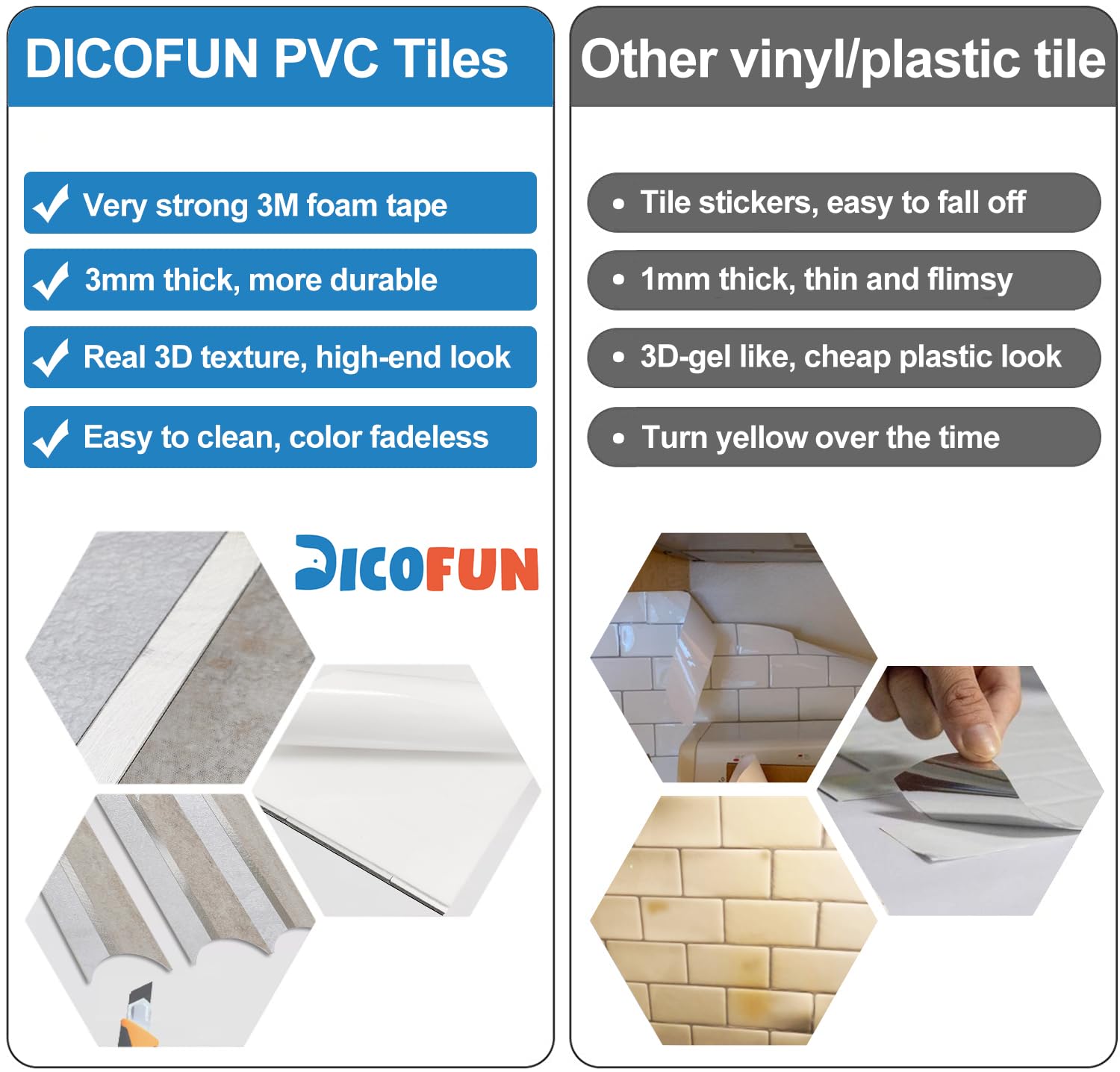DICOFUN 10-Sheet Beige Stone Peel and Stick Backsplash for Kitchen - PVC Self-Adhesive Wall Tiles - Waterproof & Easy to Install - Perfect for Kitchen, Bathroom, Laundry Room & RV Decor