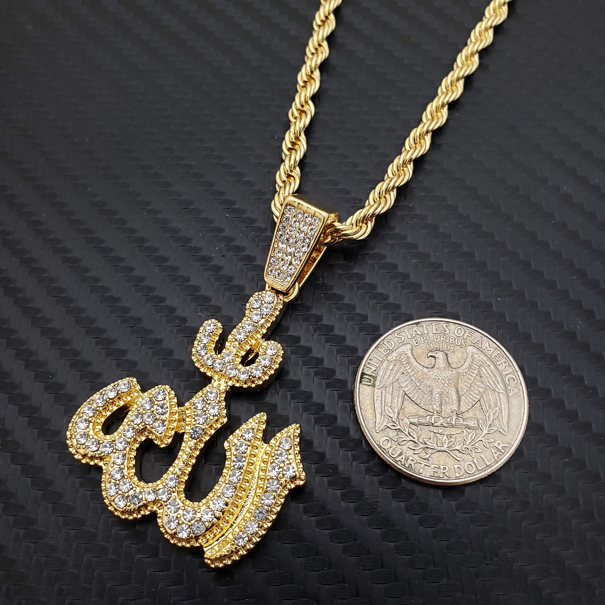 Hip Hop Iced Out Gold Plated Allah Pendant with 4mm 24