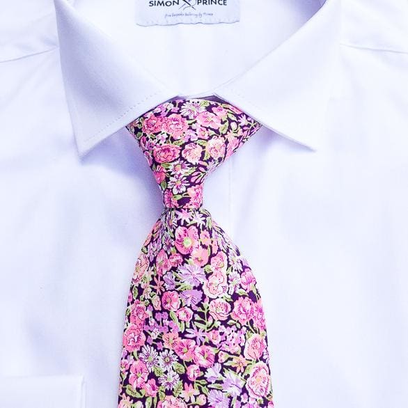 LA Smith Chive Pink Cotton Tie for Men - Premium Liberty Fabric Necktie - Perfect for Weddings, Business Meetings & Formal Occasions
