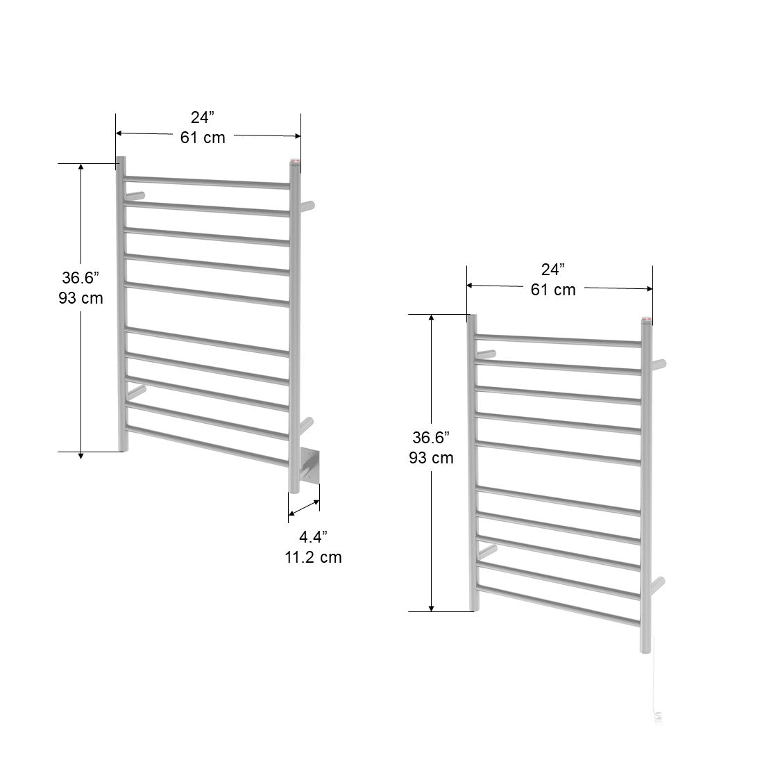 Premium 10 Bar Hardwired & Plug-in Towel Warmer - Brushed Stainless Steel - Fast Heating Bathroom Luxury for Spa, Hotel & Home Use