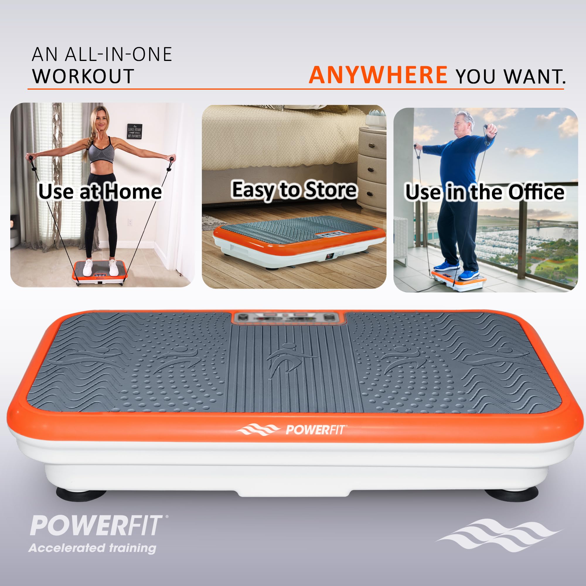 Power Fit Vibration Plate Exercise Machine with Remote - Whole Body Workout Platform for Weight Loss, Lymphatic Drainage & Toning | Includes Resistance Bands & Diet Plan | Home Gym Fitness Equipment for Women & Men