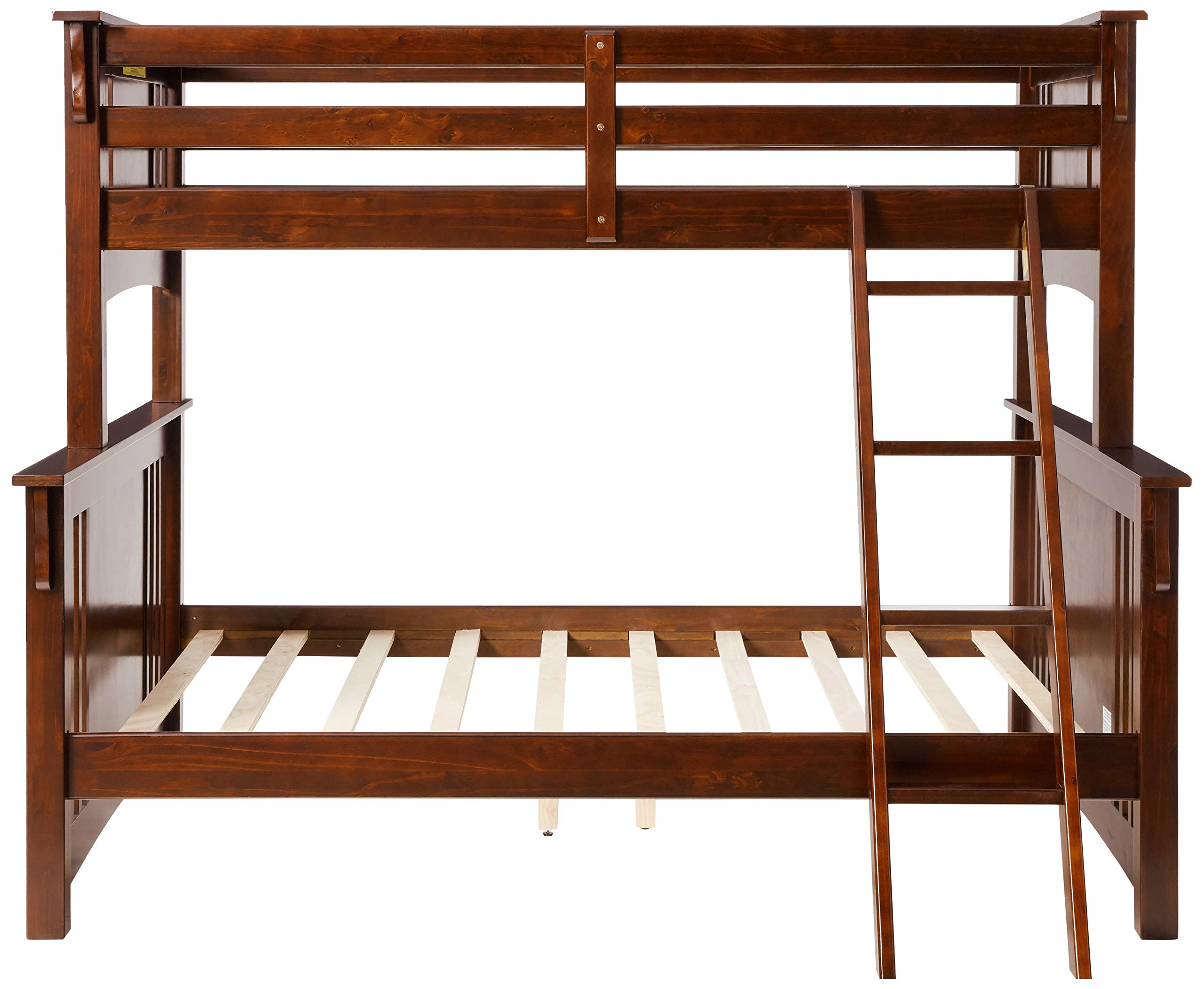 Furniture of America Concord Twin/Full Bunk Bed in Dark Oak Finish - Perfect for Kids' Bedrooms, Guest Rooms & Space-Saving Solutions