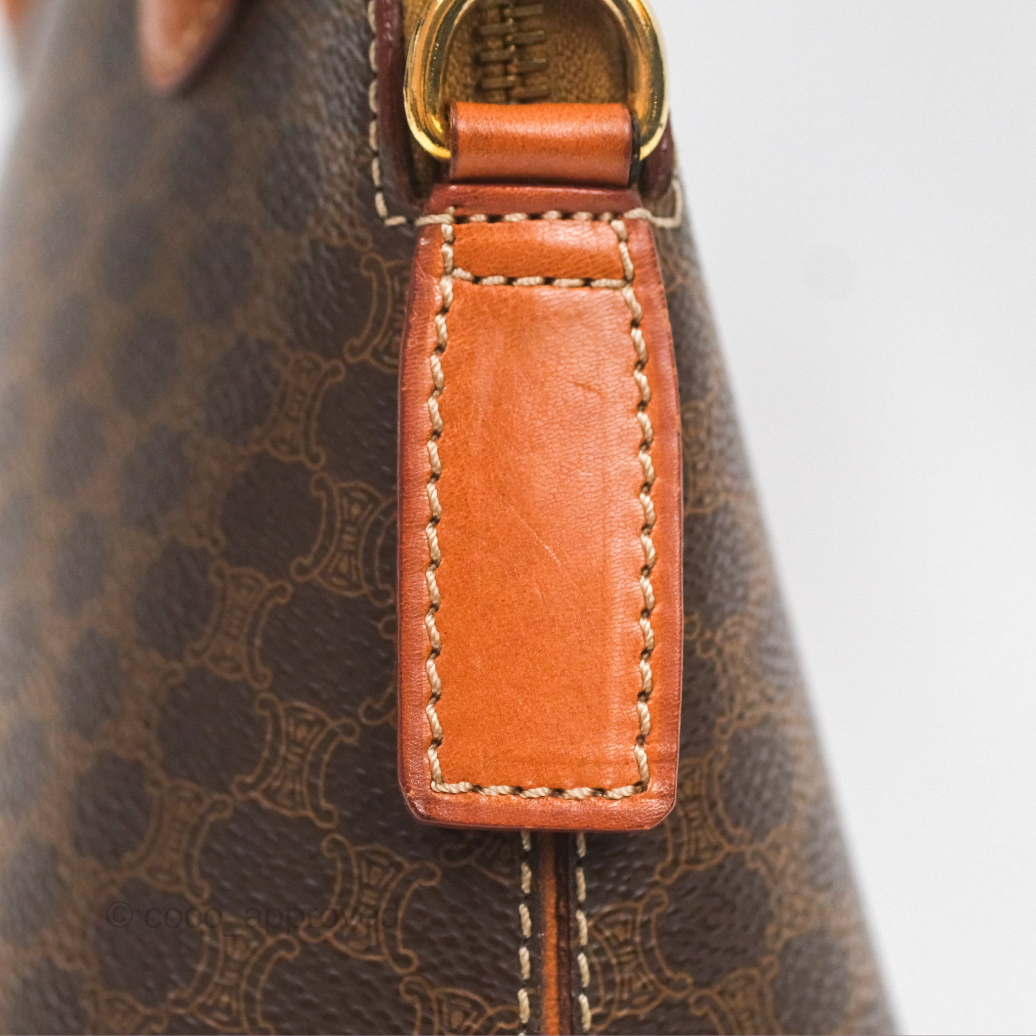 Vintage Celine Macadam Top Handle Handbag in Tan Brown - Perfect for Work, Travel & Everyday Elegance