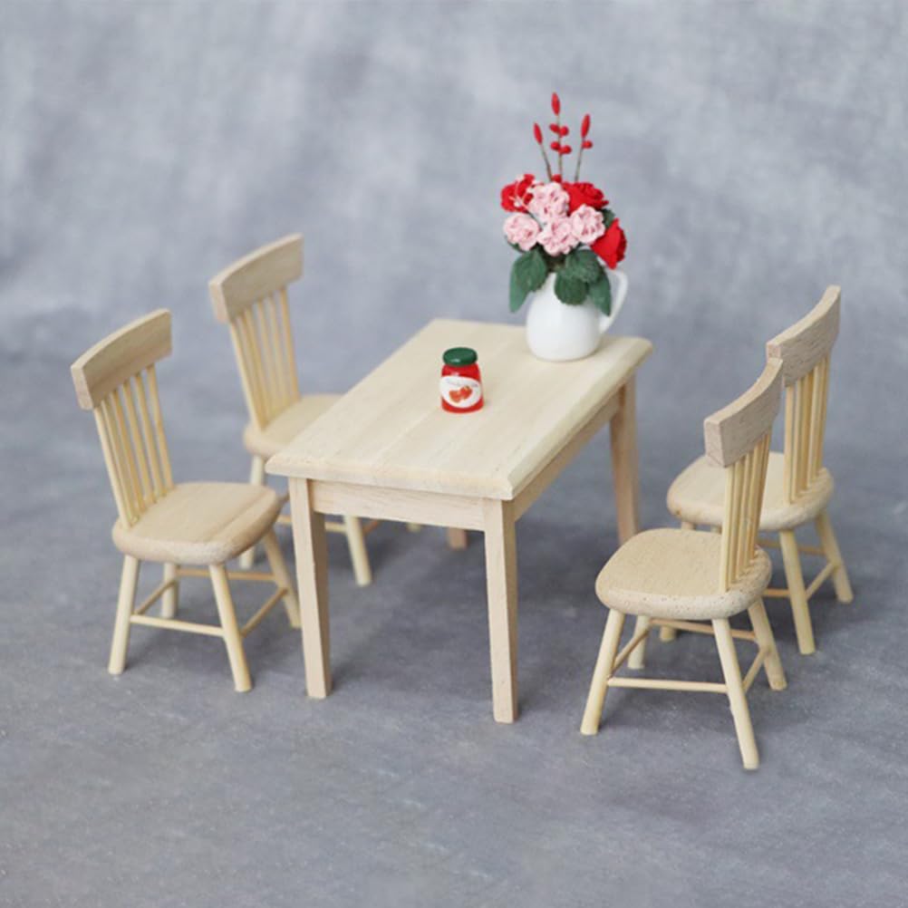 1/12 Scale Miniature Dollhouse Furniture Set - Mini Table & Chairs for Kitchen Decor, Doll Accessories | Perfect for DIY Dollhouse, Model Displays & Collectible Miniatures