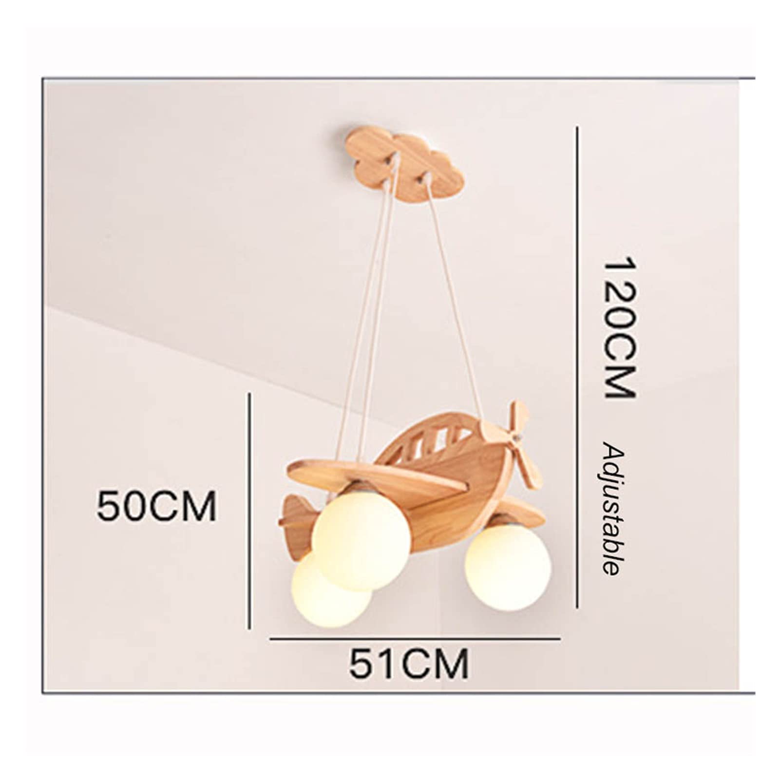 Modern LED Chandelier - Wooden Airplane Kids Room Ceiling Light, Japanese Nordic Style Hanging Pendant Lamp for Bedroom, Nursery & Playroom Decor