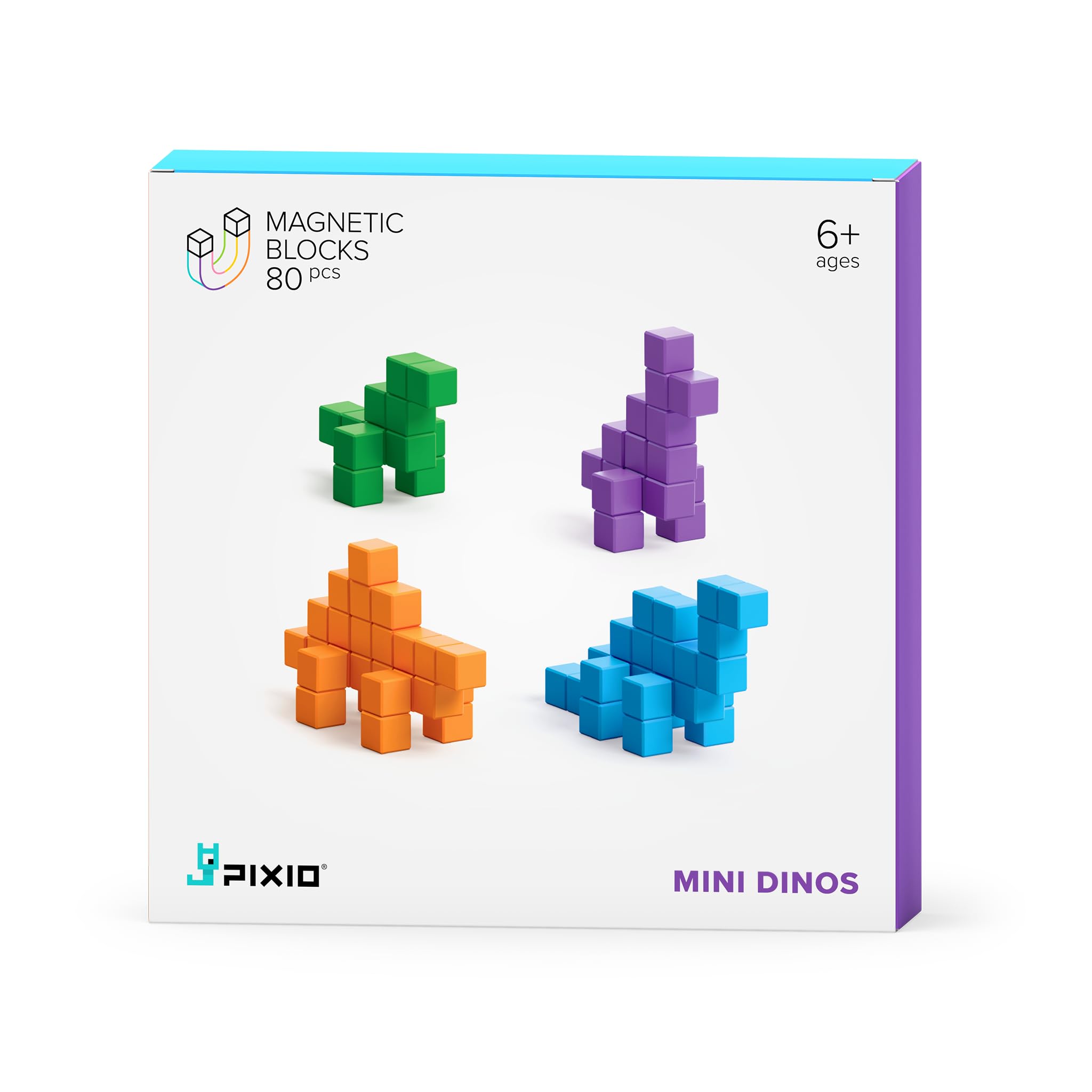 PIXIO Mini Dinos - 88pcs Magnetic Pixel Art Building Blocks for Kids, STEM Learning Toys with Dinosaur Figures, Creative Arts & Crafts Educational Toys for Boys & Girls - Perfect for Classroom, Birthday Gifts & Indoor Playtime