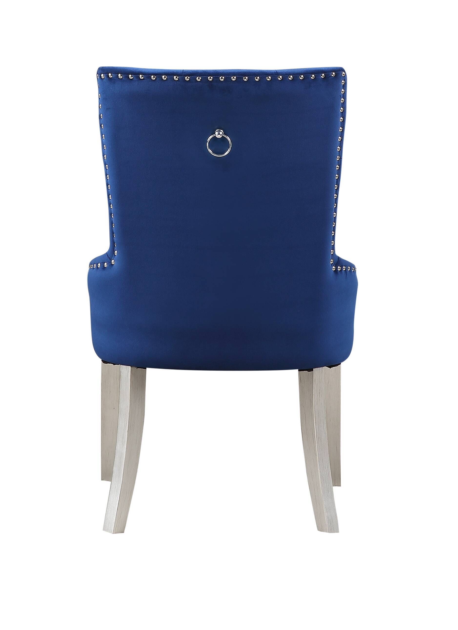 Blue and Antique Platinum Tufted Side Chair - Elegant Accent Chair for Living Room, Bedroom, or Office Decor