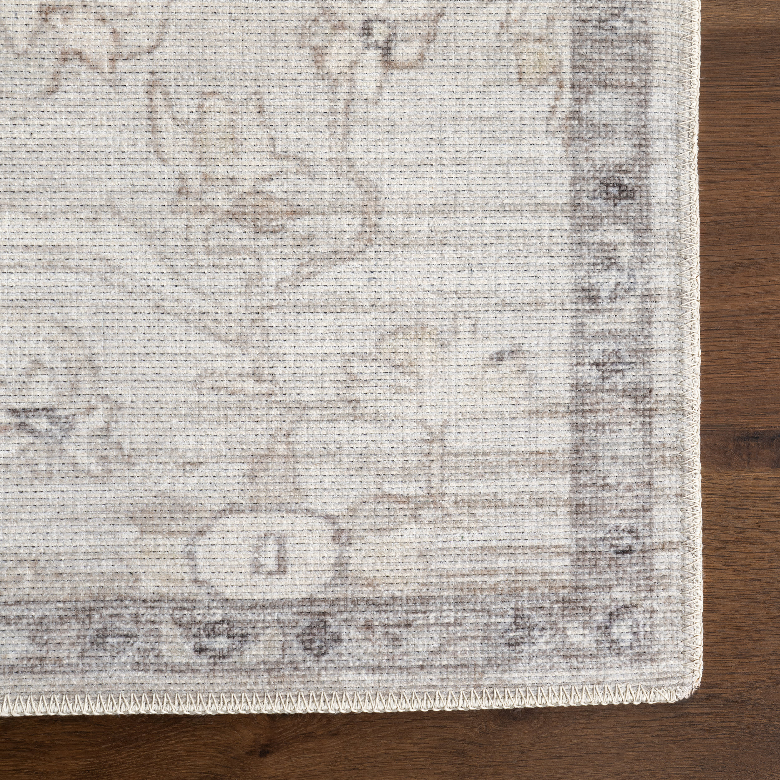 Cadence Floral Washable Rug | Taupe | Non-Slip Indoor Outdoor Area Rug | Soft & Durable for Living Room, Bedroom, Patio Decor