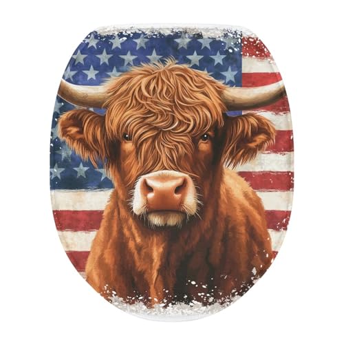 Highland Cow American Flag