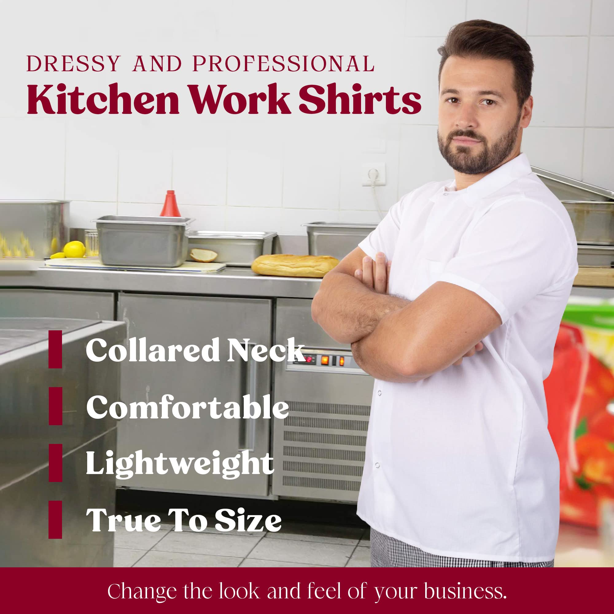 Professional Chef Shirts White Bulk Packs - 12-Pack Cotton Kitchen Uniforms for Restaurants & Catering | Durable, Stain-Resistant Cooking Apparel for Chefs, Bakers & Culinary Professionals