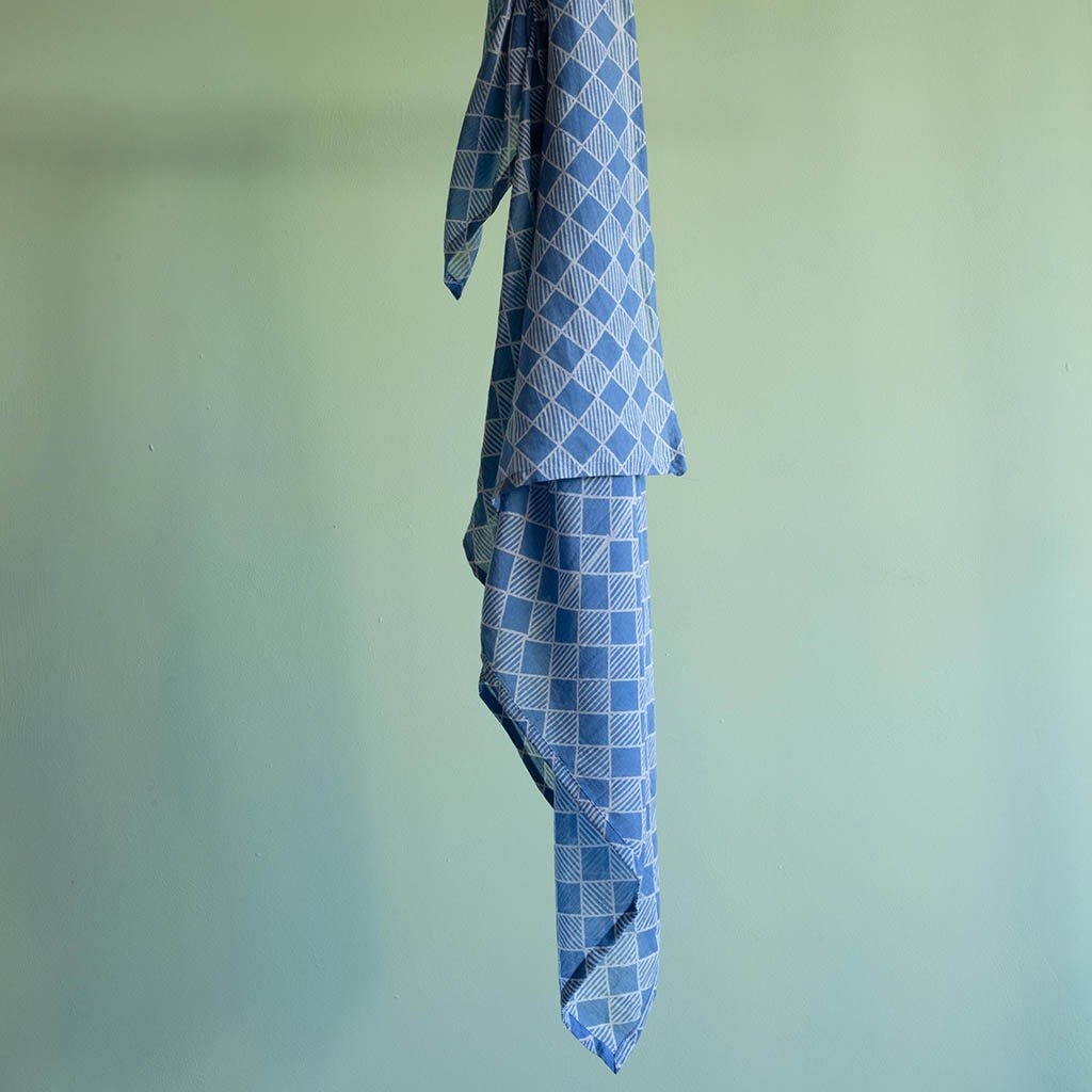 Blue Checkered Square Scarf - Stylish Accessory for Women, Men, Fashion & Winter Outfits