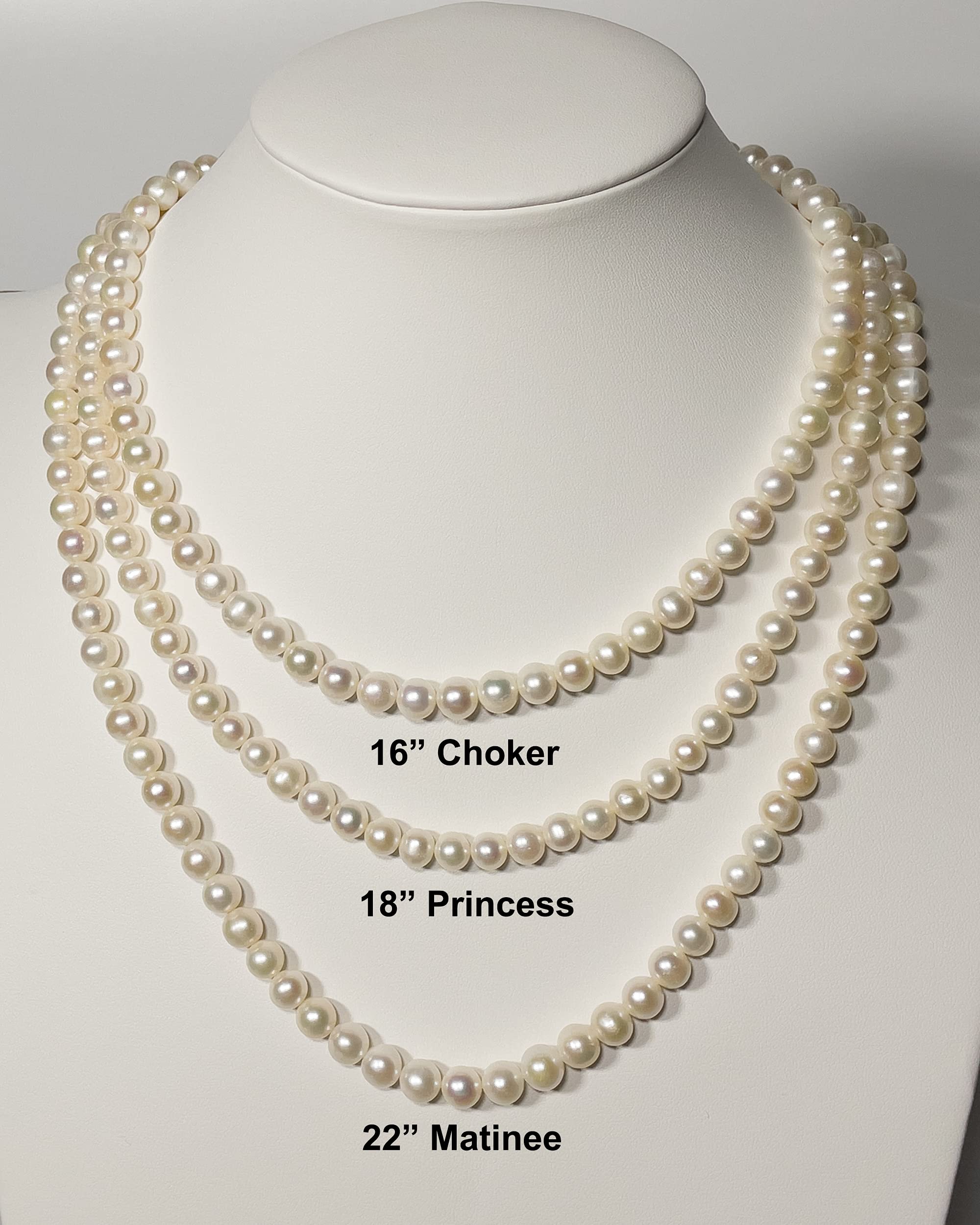 AA Quality 5-12mm White Freshwater Cultured Pearl Necklace for Women | 16-22 Inch Sterling Silver Clasp | Elegant Jewelry Gift for Wedding, Anniversary & Special Occasions