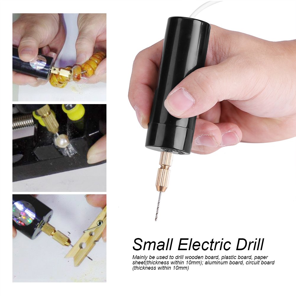 Mini USB Electric Drill for Crafts - 3Pcs Bits, 5V Power for DIY & Jewelry Making