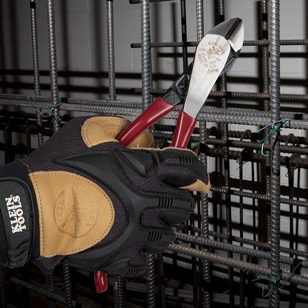 Klein Tools 9-Inch High Leverage Ironworker's Diagonal Cutting Pliers & Flame Resistant 5x10x9-Inch Canvas Tool Bag - Ideal for Electricians, Contractors, and DIY Projects