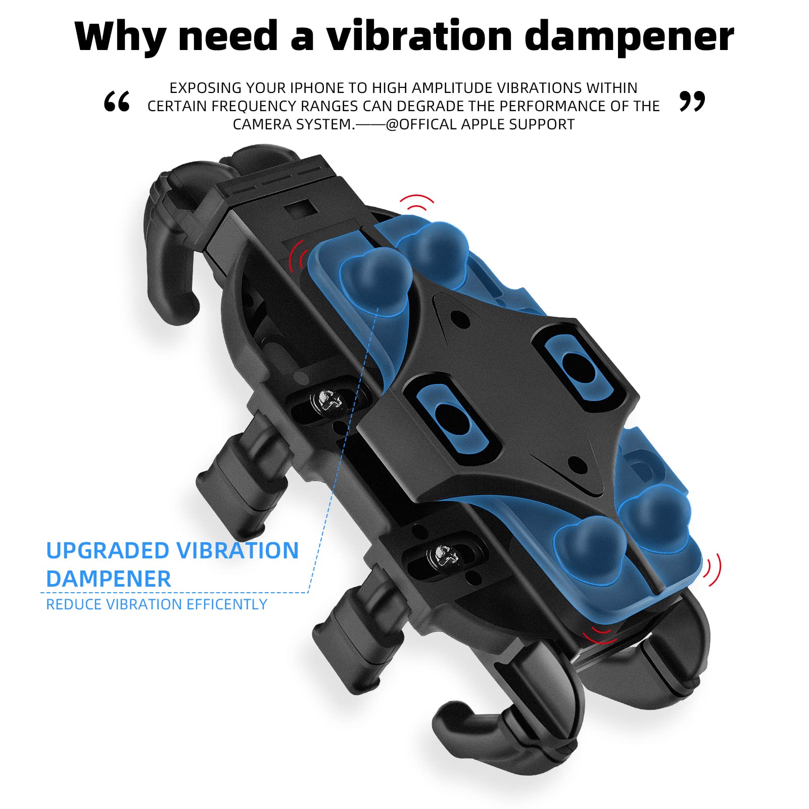 ROCKBROS Motorcycle Phone Mount - Universal Vibration Dampener Holder for Bikes, ATV, Scooter (4.7