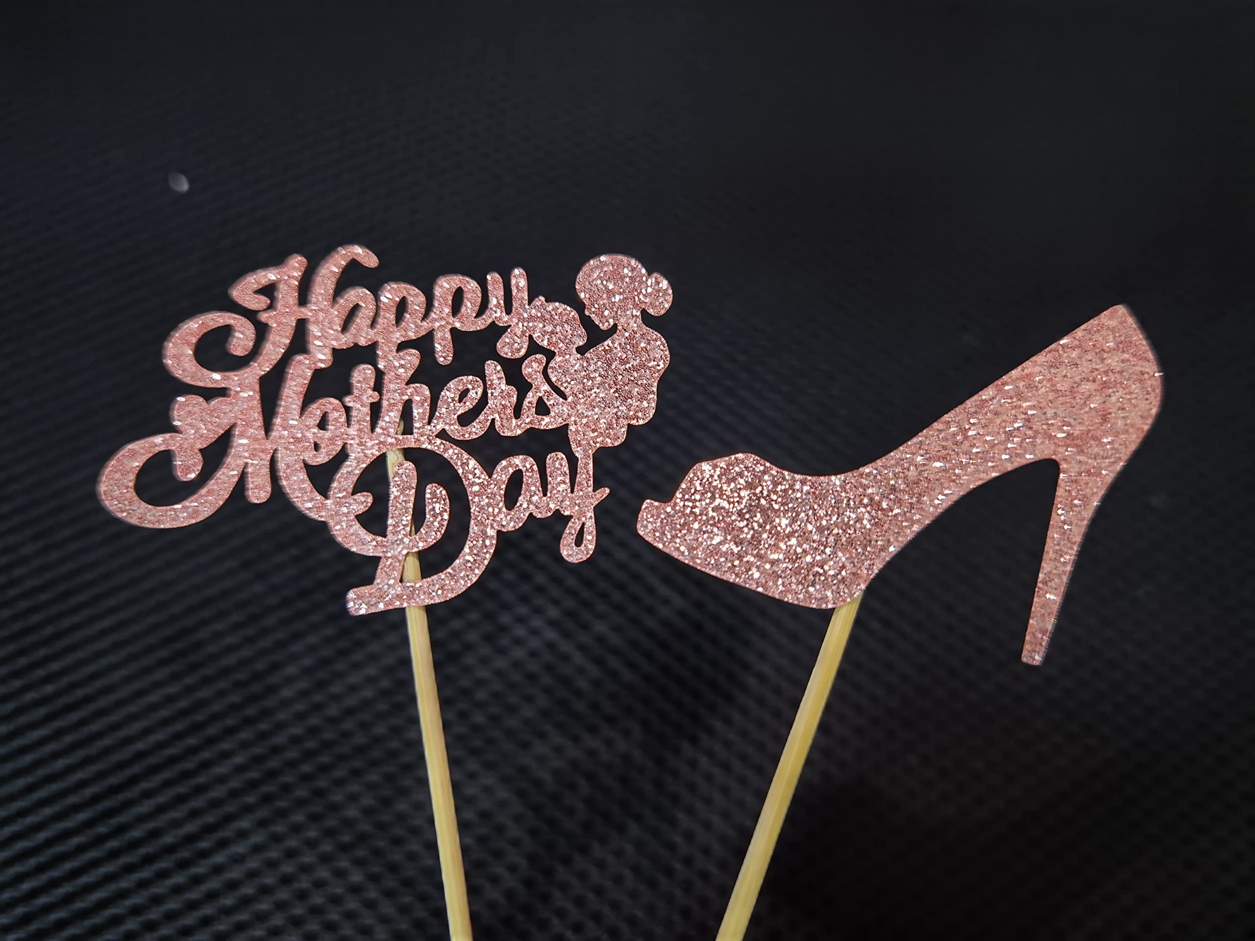 24-Piece Rose Gold Happy Mother's Day Cupcake Toppers - Elegant Cake Decorations for Mom's Birthday, Baby Shower & Mother's Day Party Supplies (Floral Design)
