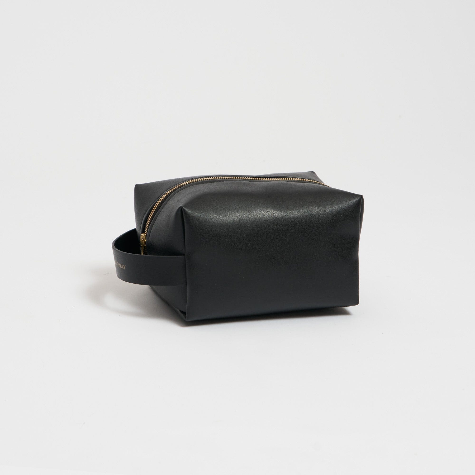 Oleatex Vegan Olive Leather Classic Washbag | Night Black | Travel Toiletry Bag for Men & Women | Eco-Friendly Cosmetic Pouch