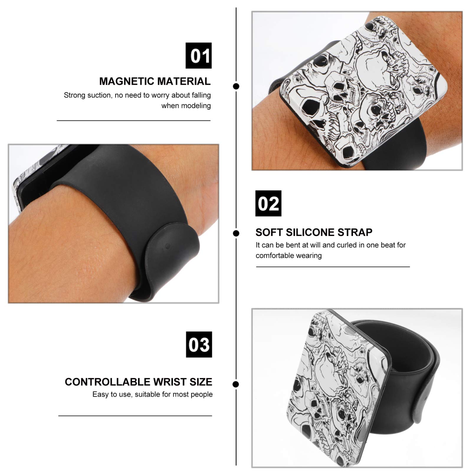 Bobbie Pin Hair Clips & Bobby Pins Wristband Holder - Elastic Rubber Bands Organizer for Salon & Home Use - Black Hair Accessories for Styling, Braiding & Hairdressing