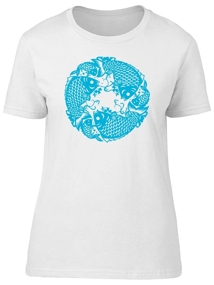 Blue Fish in a Circle Graphic T-Shirt for Women - Casual Cotton Tee for Everyday Wear, Street Style & Summer Outfits