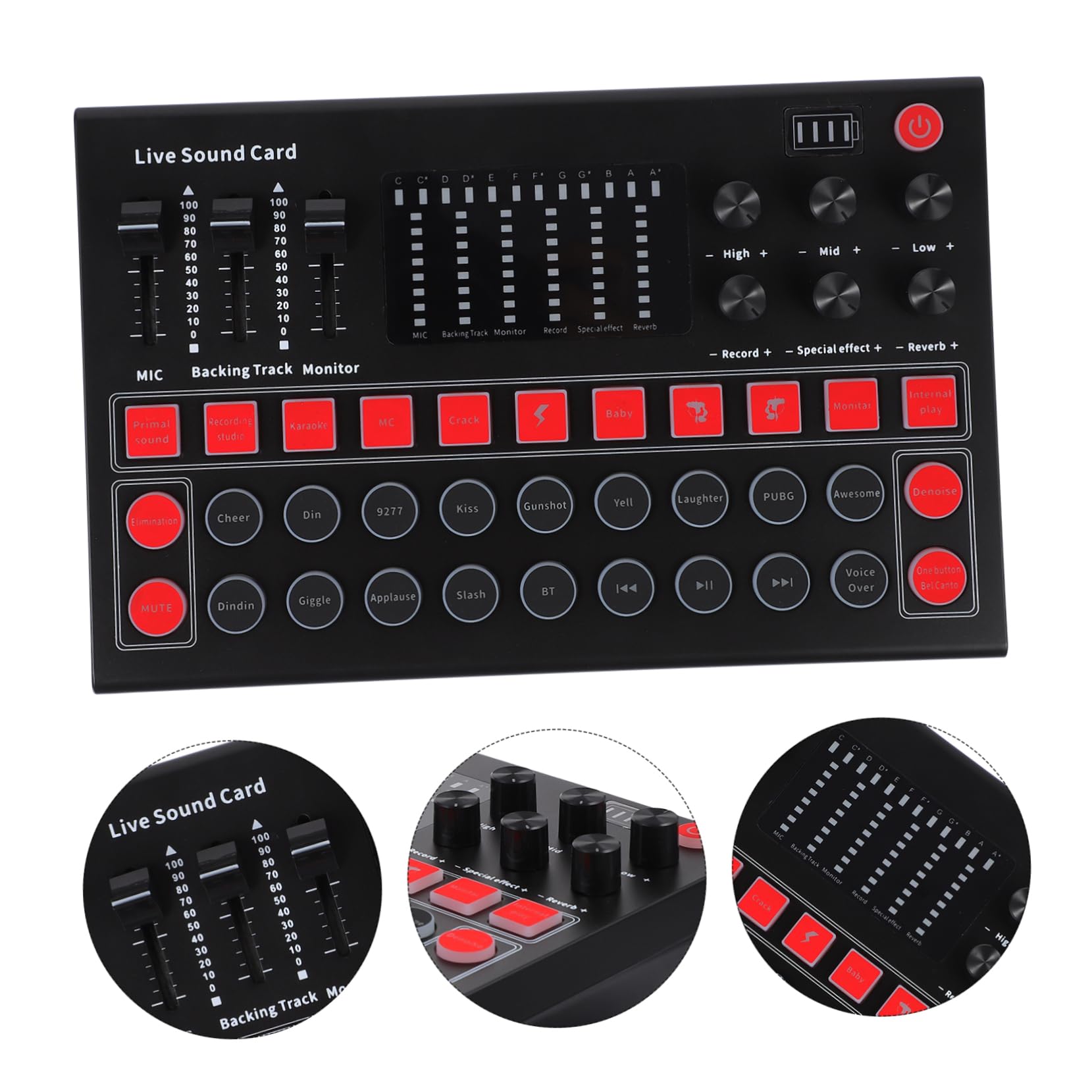 UKCOCO 3-Piece Live Streaming Sound Card Kit - Professional USB Audio Mixer for DJ, Broadcasting & PC Gaming - Portable Hexagon Sound Changer Card with V9 DSP Chip (Perfect for Twitch, YouTube & Podcasting)