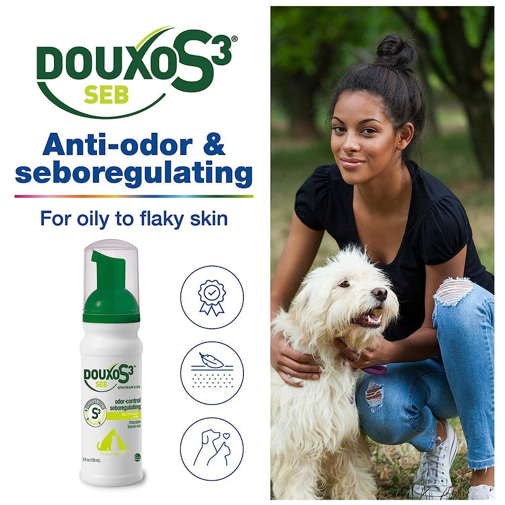 Premium S3 SEB Mousse for Dogs & Cats - Soothing Skin Care Treatment for Pets with Allergies & Dry Skin | Ideal for Grooming, Post-Bath Care & Daily Moisturizing