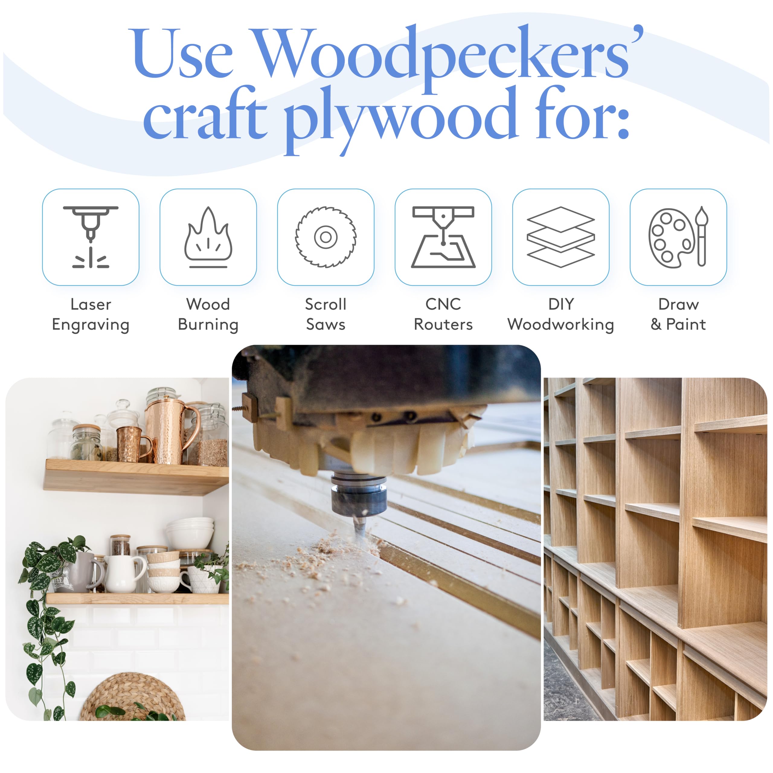 Premium Baltic Birch Plywood 15x30x1/8 Inch (3mm) - Pack of 16 B/BB Grade Craft Wood Sheets - Stronger Than Basswood & Balsa - Ideal for Laser Cutting, CNC Routing, Wood Burning, Pyrography, Model Making - Perfect for DIY Projects, Wood Crafts, and Home Decor by Woodpeckers