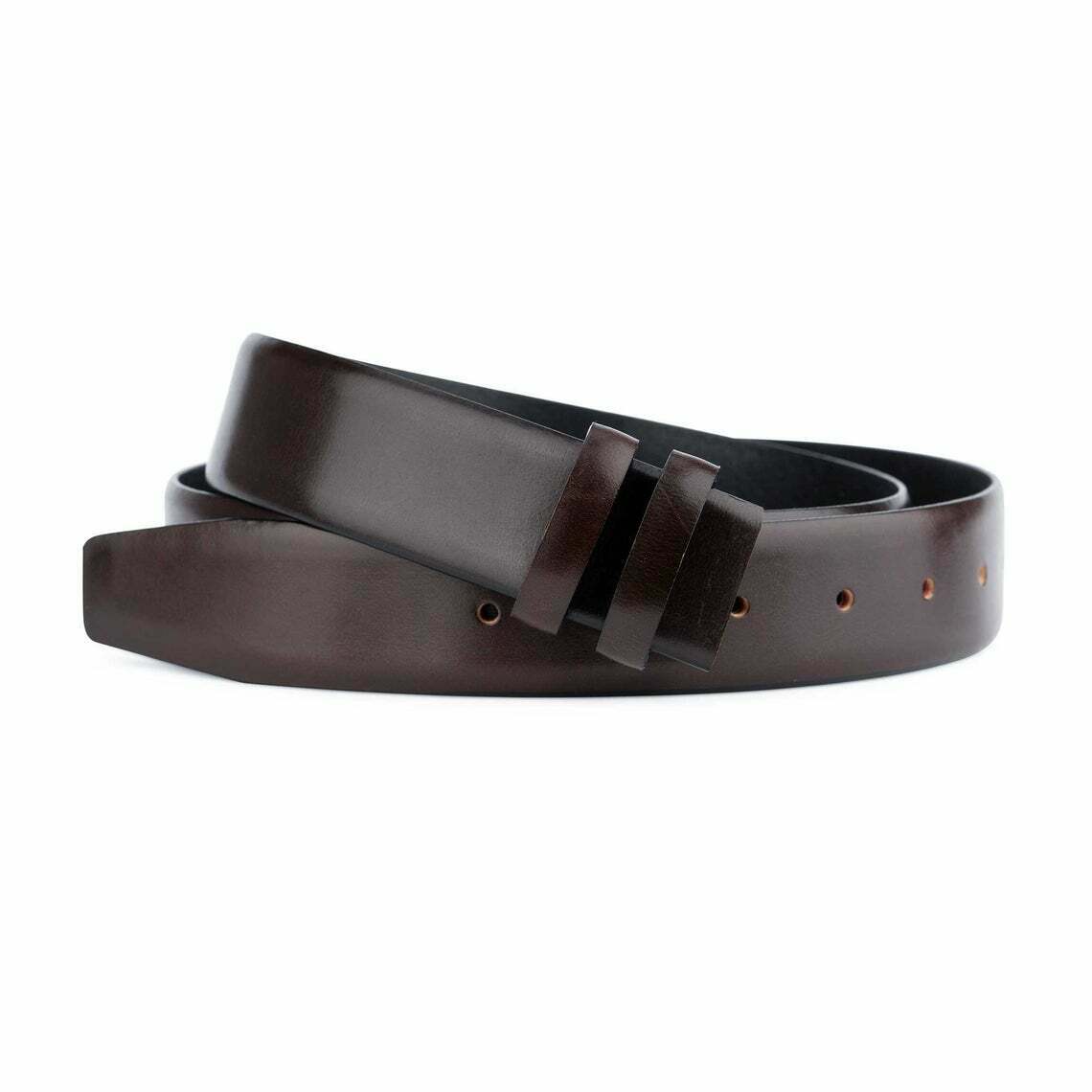 Men's Dark Brown Vegetable Tanned Leather Belt Strap 35mm - Replacement for Cartier Buckle | Classic Dress Belt for Office, Wedding & Formal Occasions
