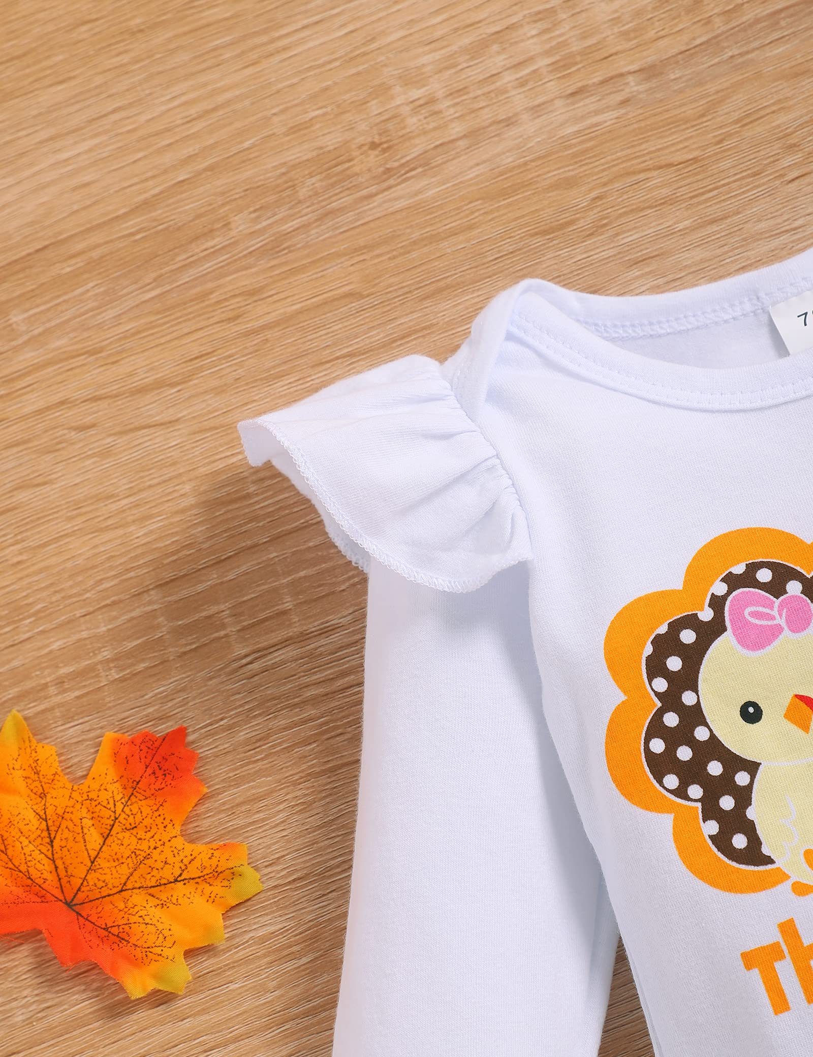 My First Thanksgiving Outfit Set for Baby Girls - Romper, Polka Dot Pants & Headband | Adorable Holiday Outfit for Family Gatherings & Photo Shoots