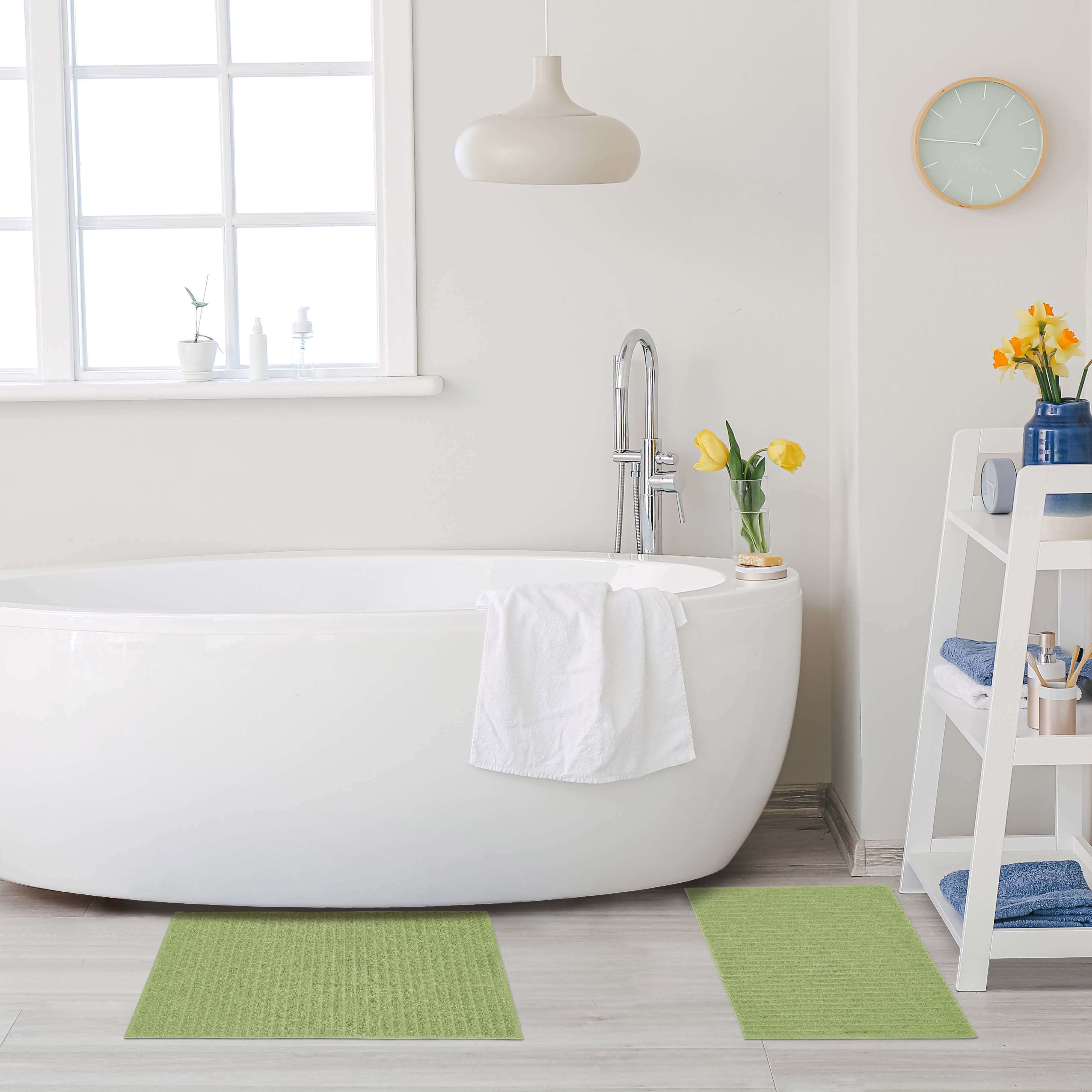 Eco-Friendly 2-Piece Cotton Bath Mat Set - Super Absorbent, Soft & Non-Slip - Perfect for Bathroom, Shower & Spa Relaxation