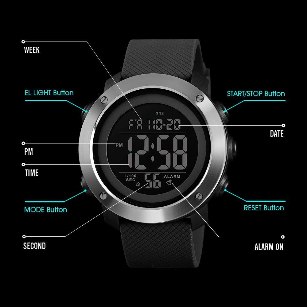 Luxury Digital Waterproof LED Sports Watch for Men - Multifunctional Wristwatch with Stopwatch & Alarm - Perfect for Running, Swimming, Gym & Outdoor Activities