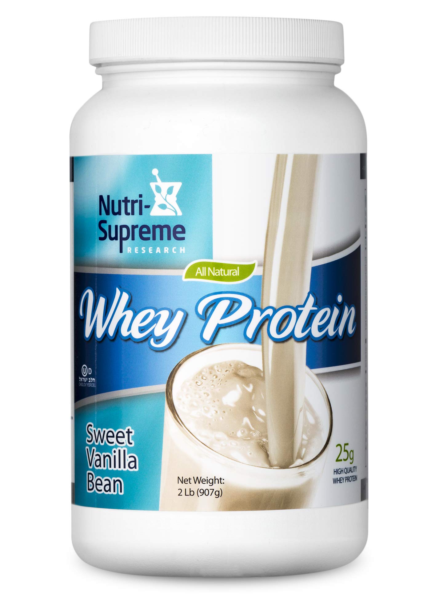 Nutri Supreme Whey Protein Powder - Sweet Vanilla Bean Flavor, 25g Protein per Serving, 2 LB (907g) for Muscle Recovery & Post-Workout Nutrition - Perfect for Gym, Fitness & Weight Loss